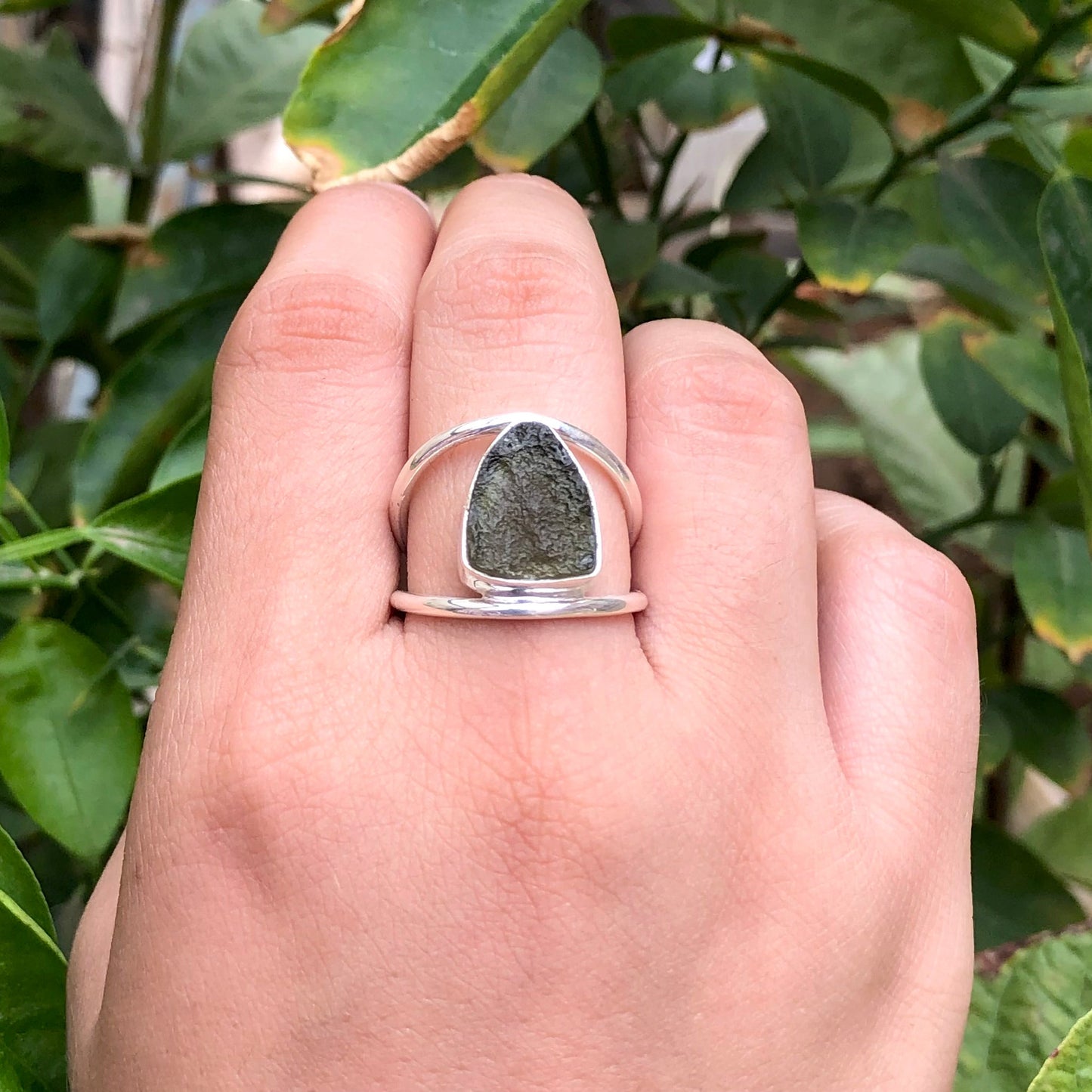 925 Sterling Silver Authentic Czech Republic Moldavite Gemstone Womens Ring Gift For Her