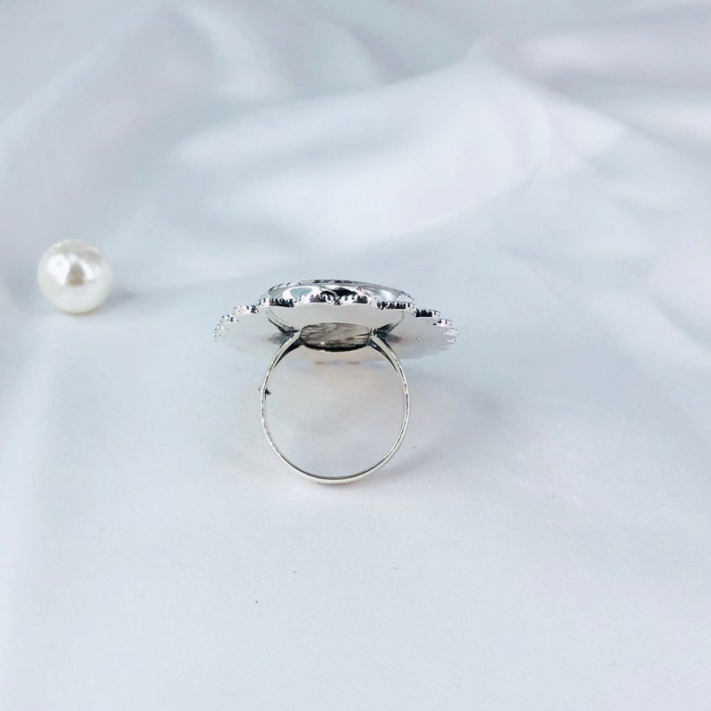 925 Sterling Silver Natural Wild Horse Gemstone Statement Ring For Women