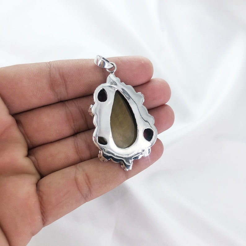 Tiger's Eye Gemstone Pendant Multi Stone Women's Statement Pendant Gift For Her