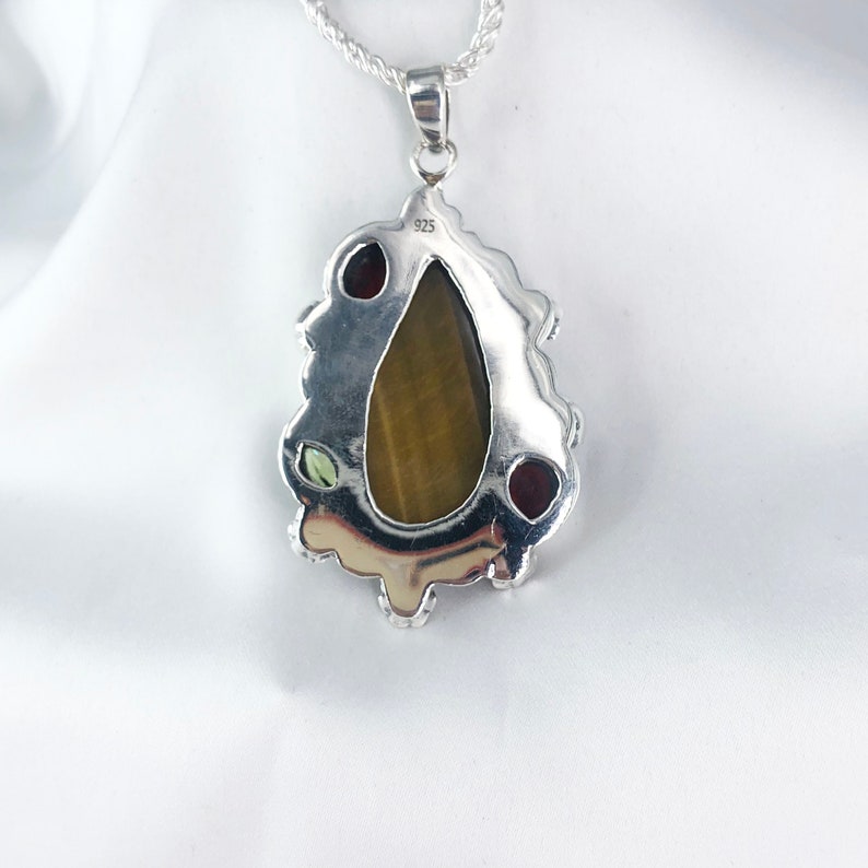 Tiger's Eye Gemstone Pendant Multi Stone Women's Statement Pendant Gift For Her