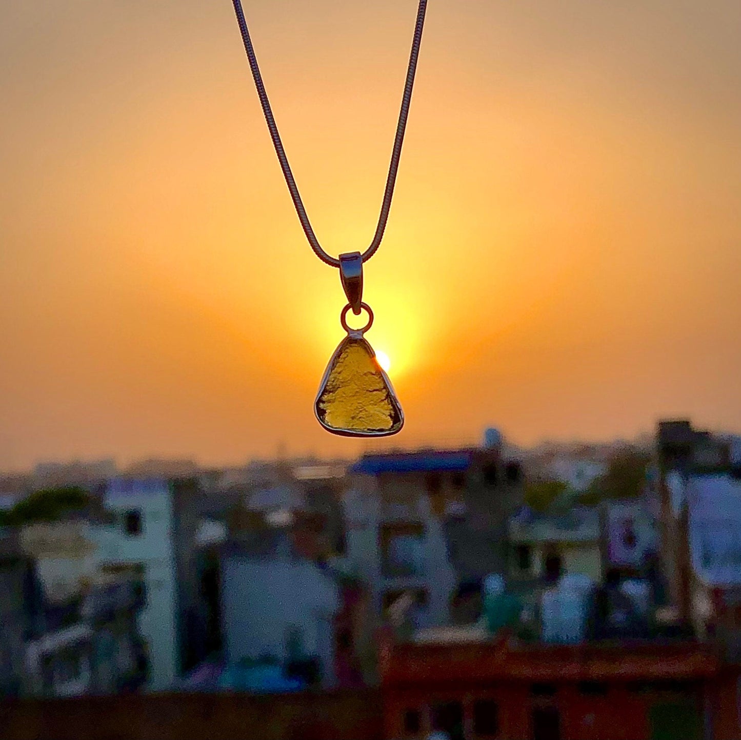 925 Sterling Silver Authentic Czech Republic Moldavite Gemstone Women's Pendant