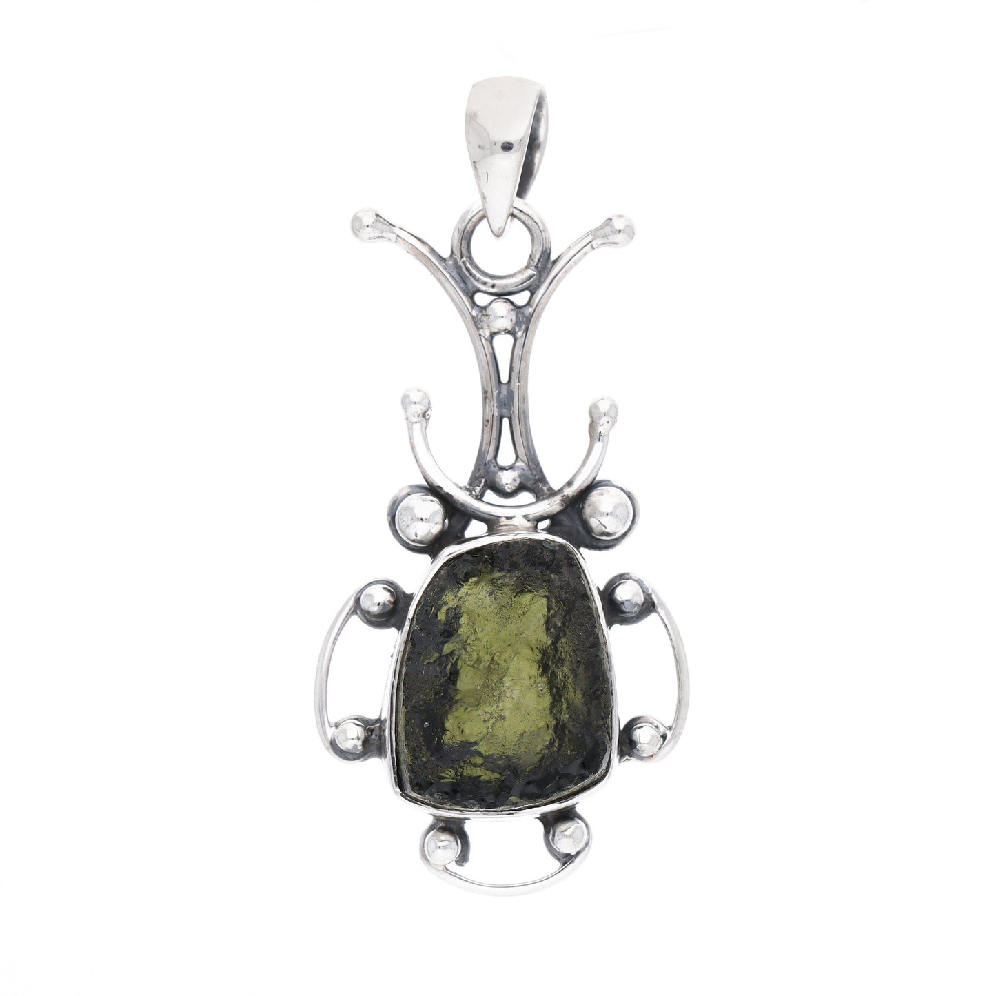 925 Sterling Silver Moldavite Gemstone Pendant Jewelry For Her