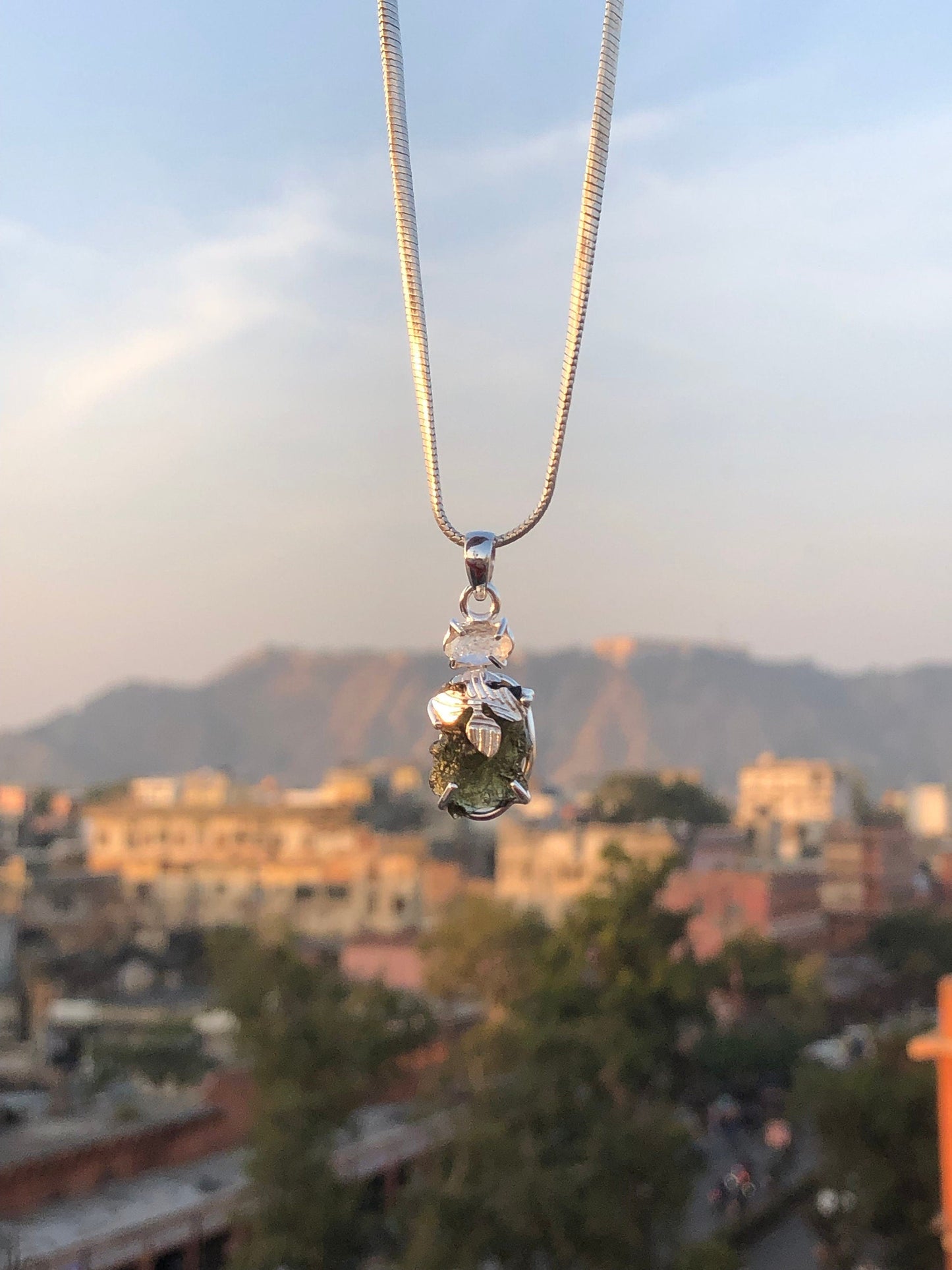 925 Sterling Silver Authentic Czech Republic Moldavite Gemstone Jewelry