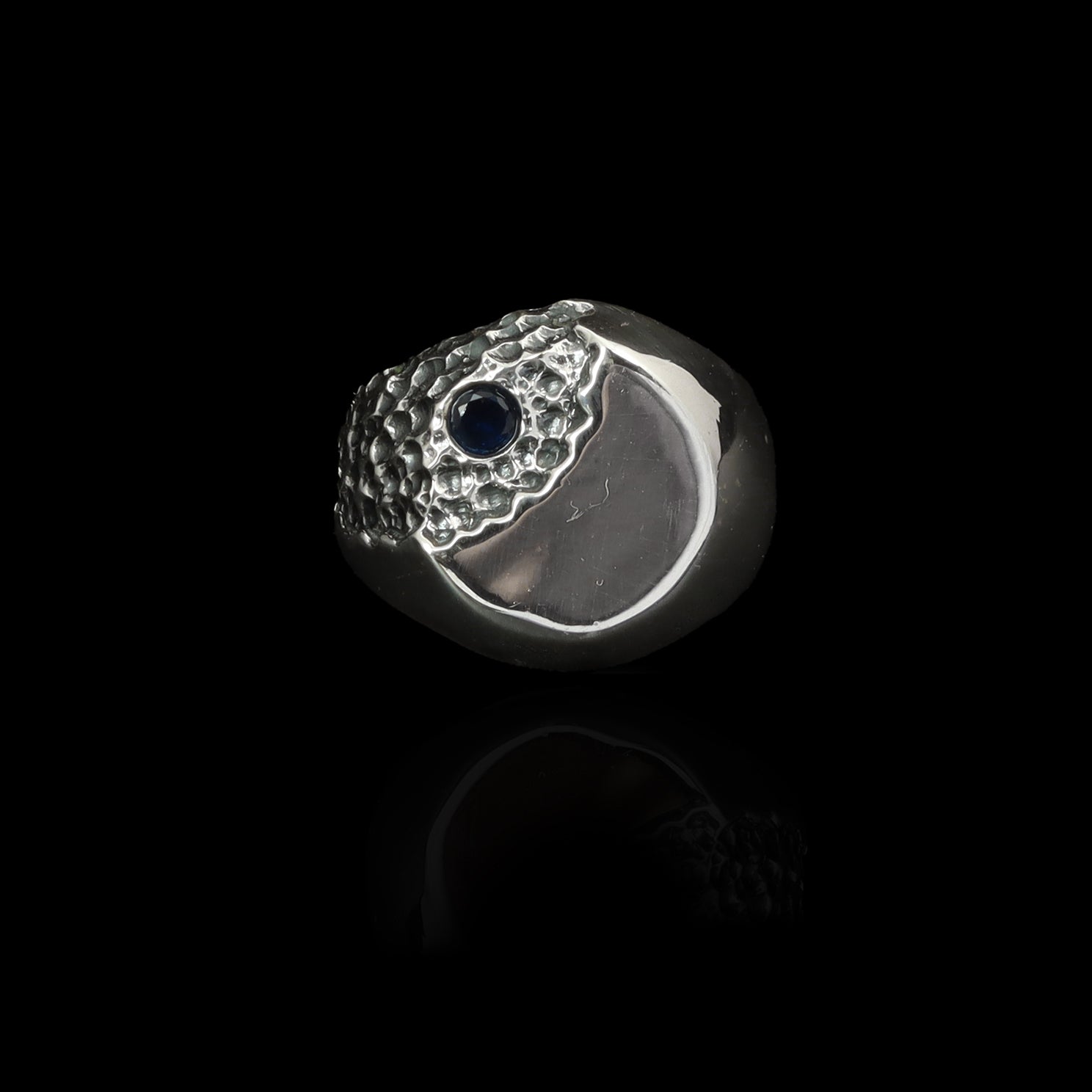 Handcrafted 925 Sterling Silver Blue Sapphire Ring | Luxury Statement Ring for Men | Oxodize Finish