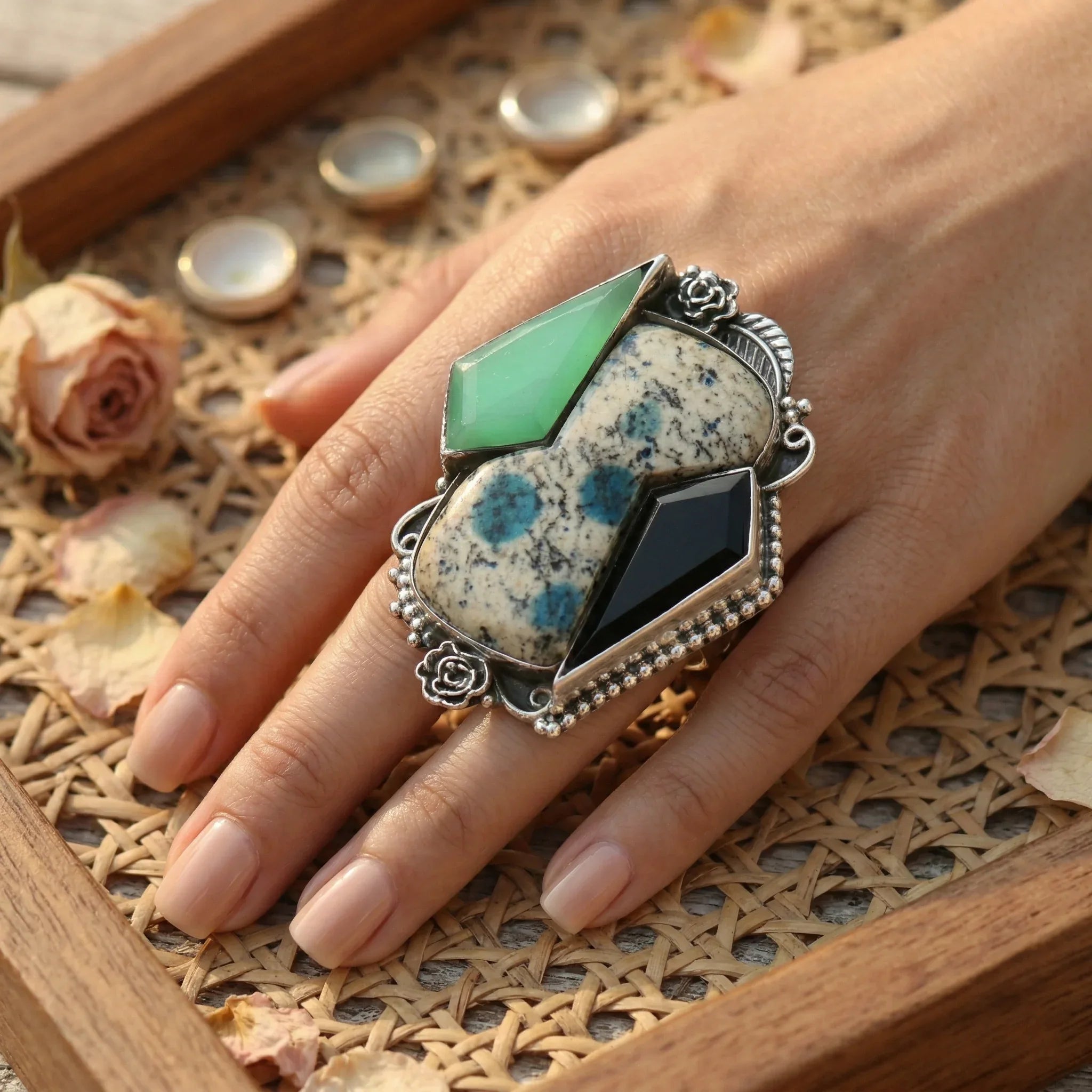 Arctic Fusion K2 Jasper Statement Ring – 925 Sterling Silver