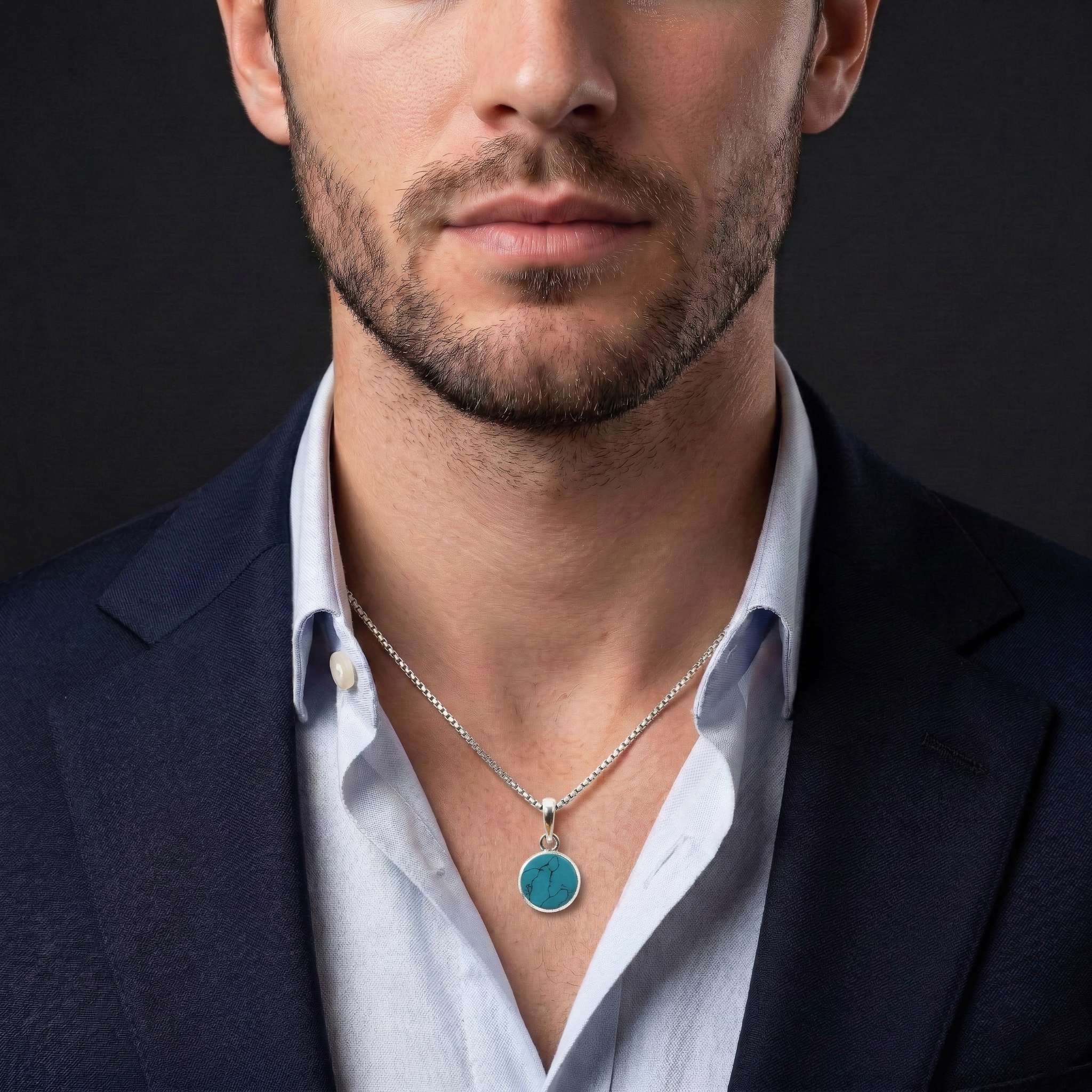 Abundant Turquoise Round Pendant – 925 Sterling Silver