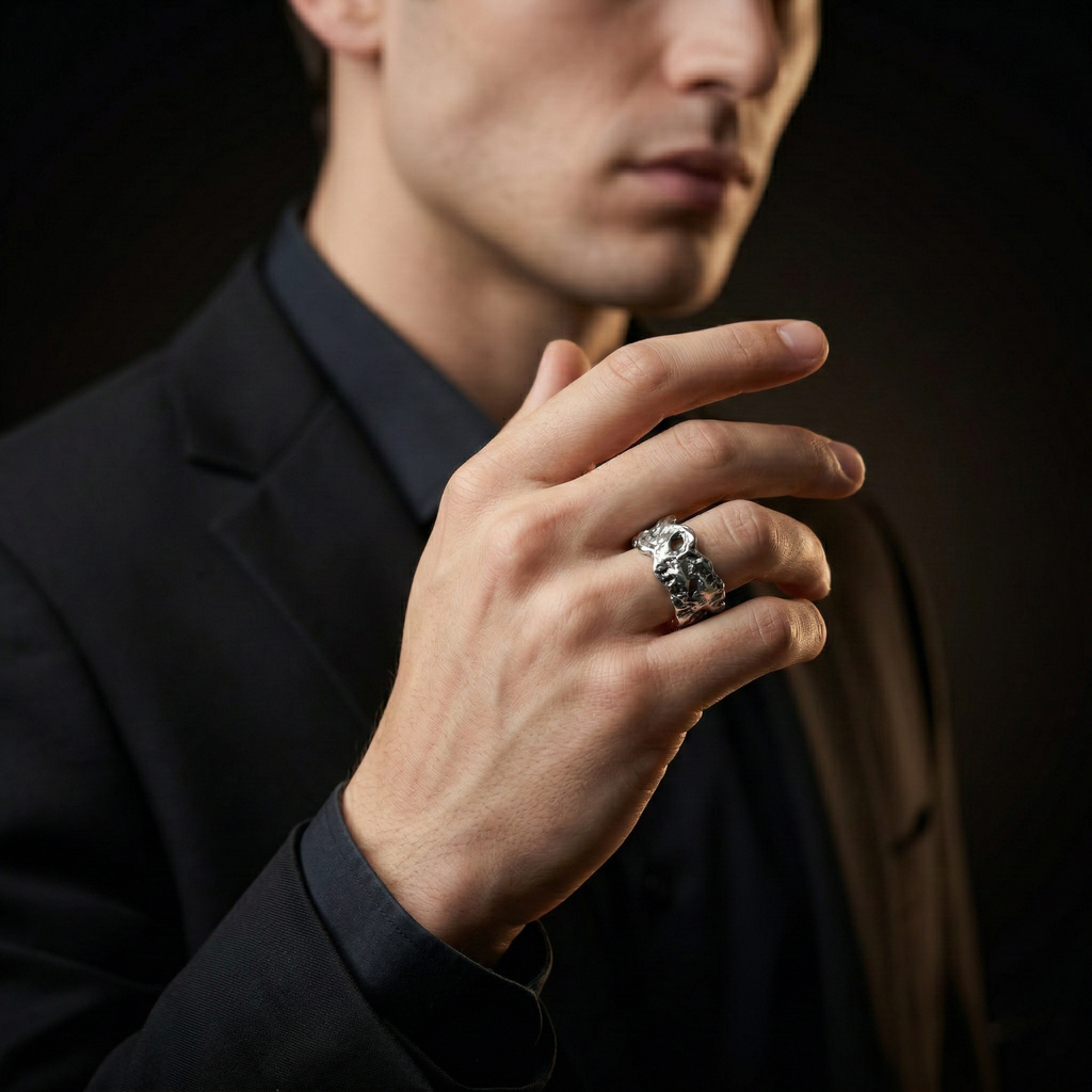 Molten Rift Band – 925 Sterling Silver