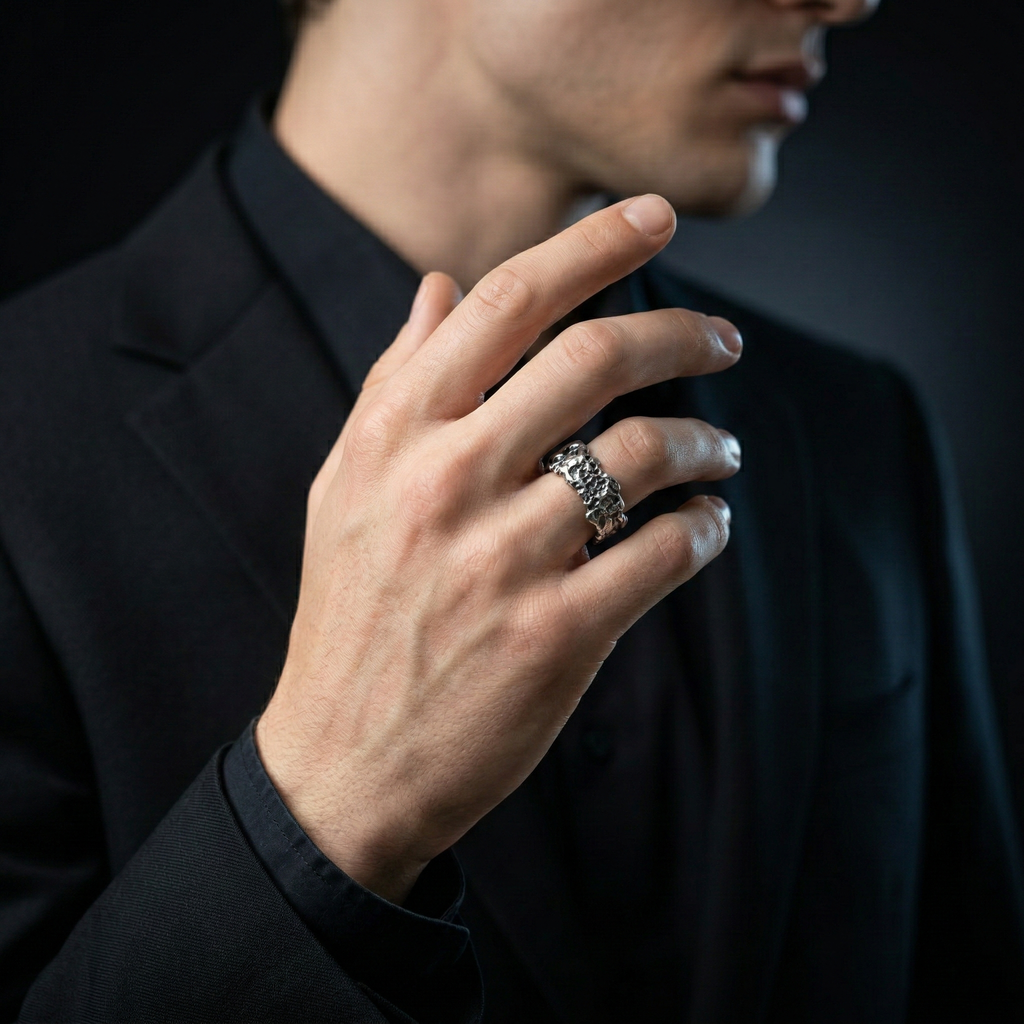 Erosion Crest Band – 925 Sterling Silver