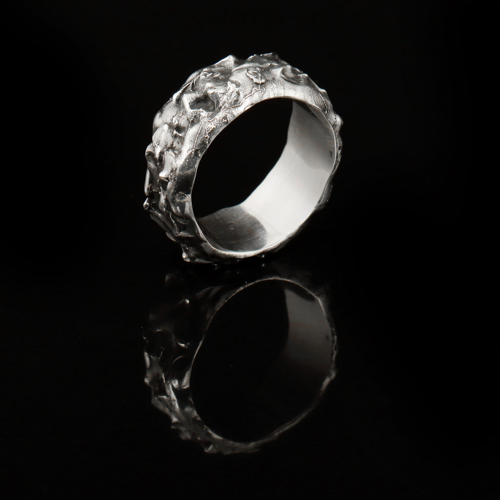Raw Element Sculpted Band – 925 Sterling Silver