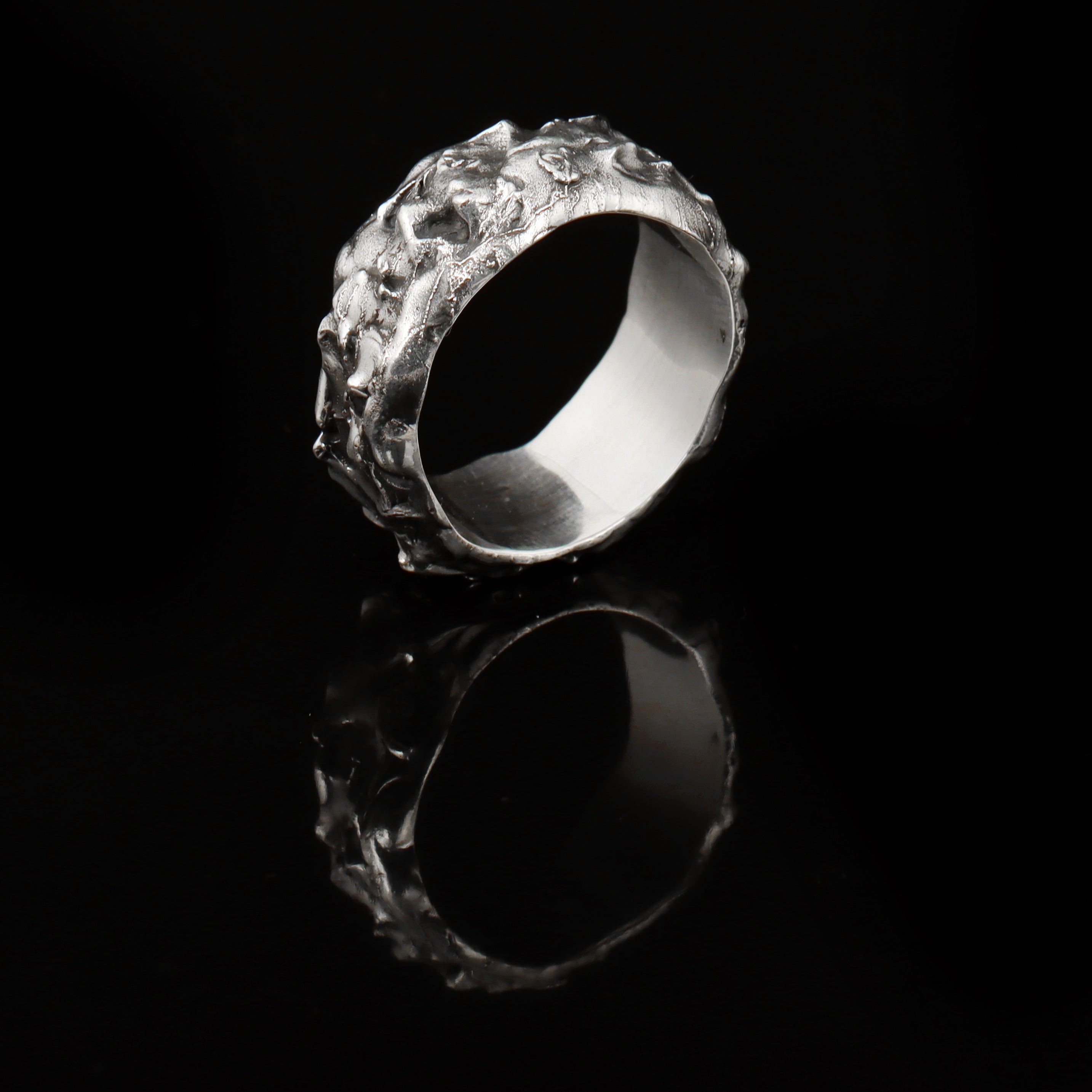 Raw Element Sculpted Band – 925 Sterling Silver