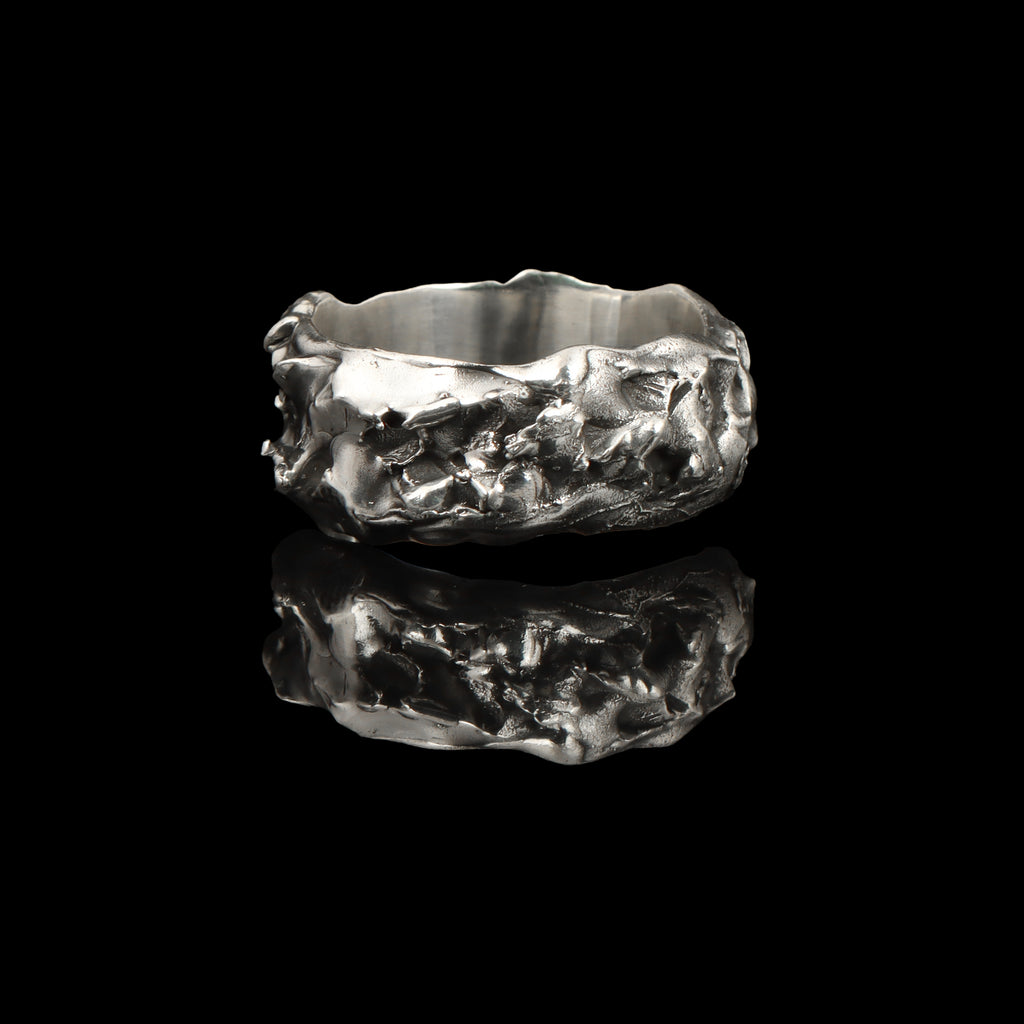 Raw Element Sculpted Band – 925 Sterling Silver