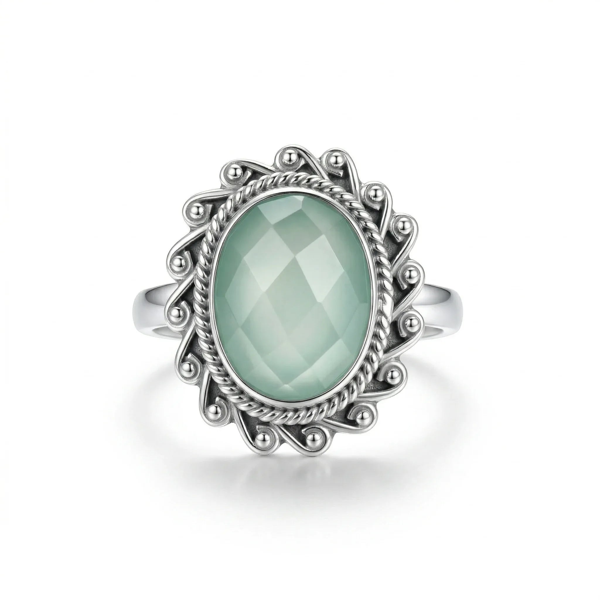 Mint Radiance Green Chalcedony Statement Ring – 925 Sterling Silver