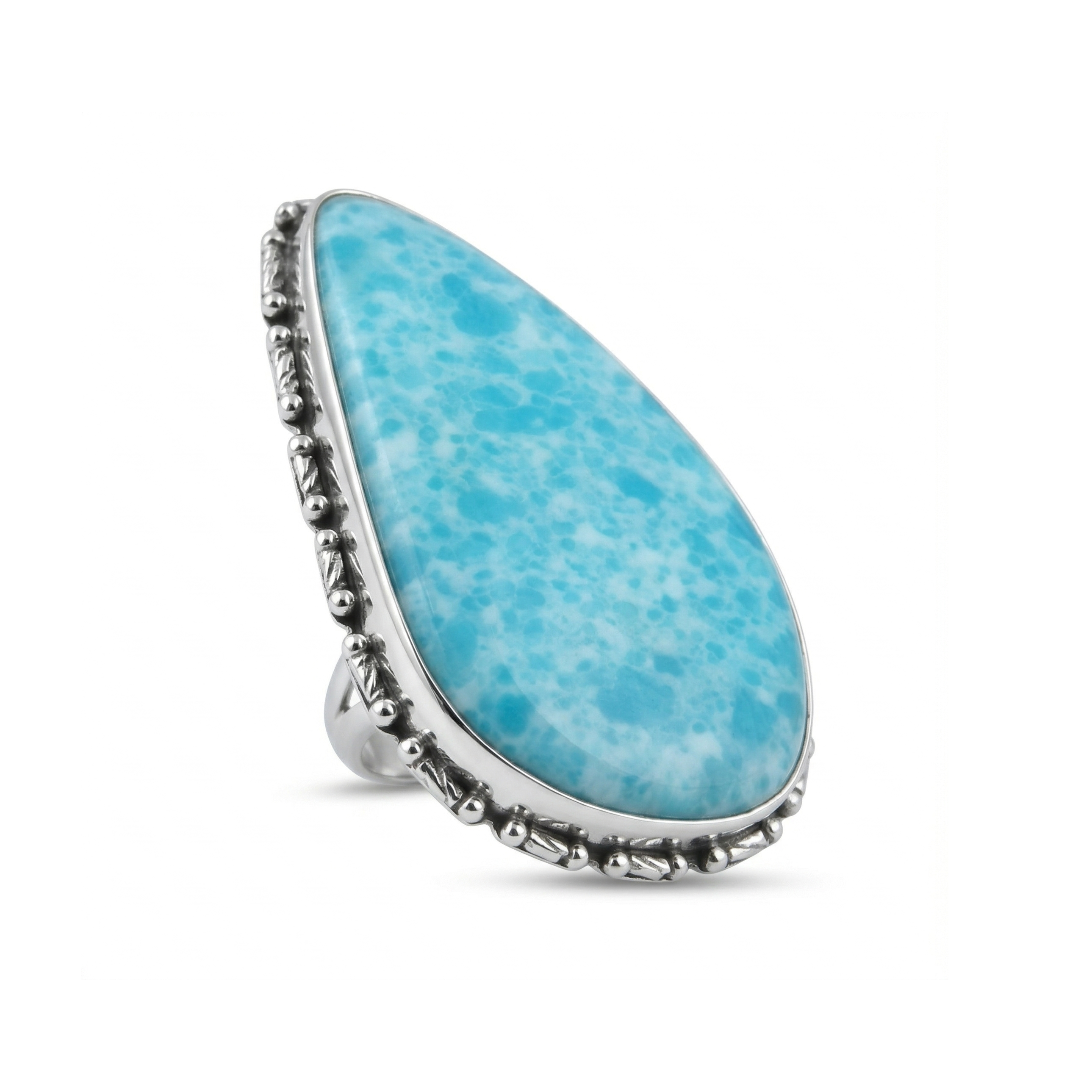 Ocean Glow Larimar Statement Ring – 925 Sterling Silver