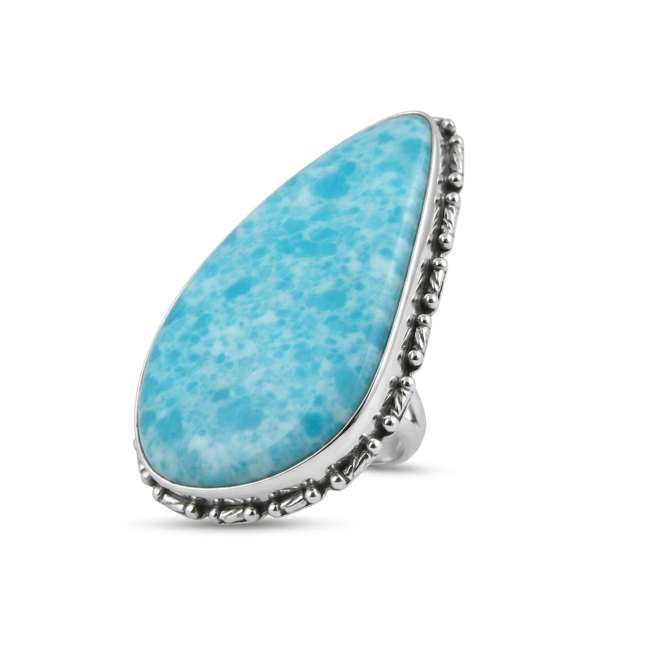 Ocean Glow Larimar Statement Ring – 925 Sterling Silver