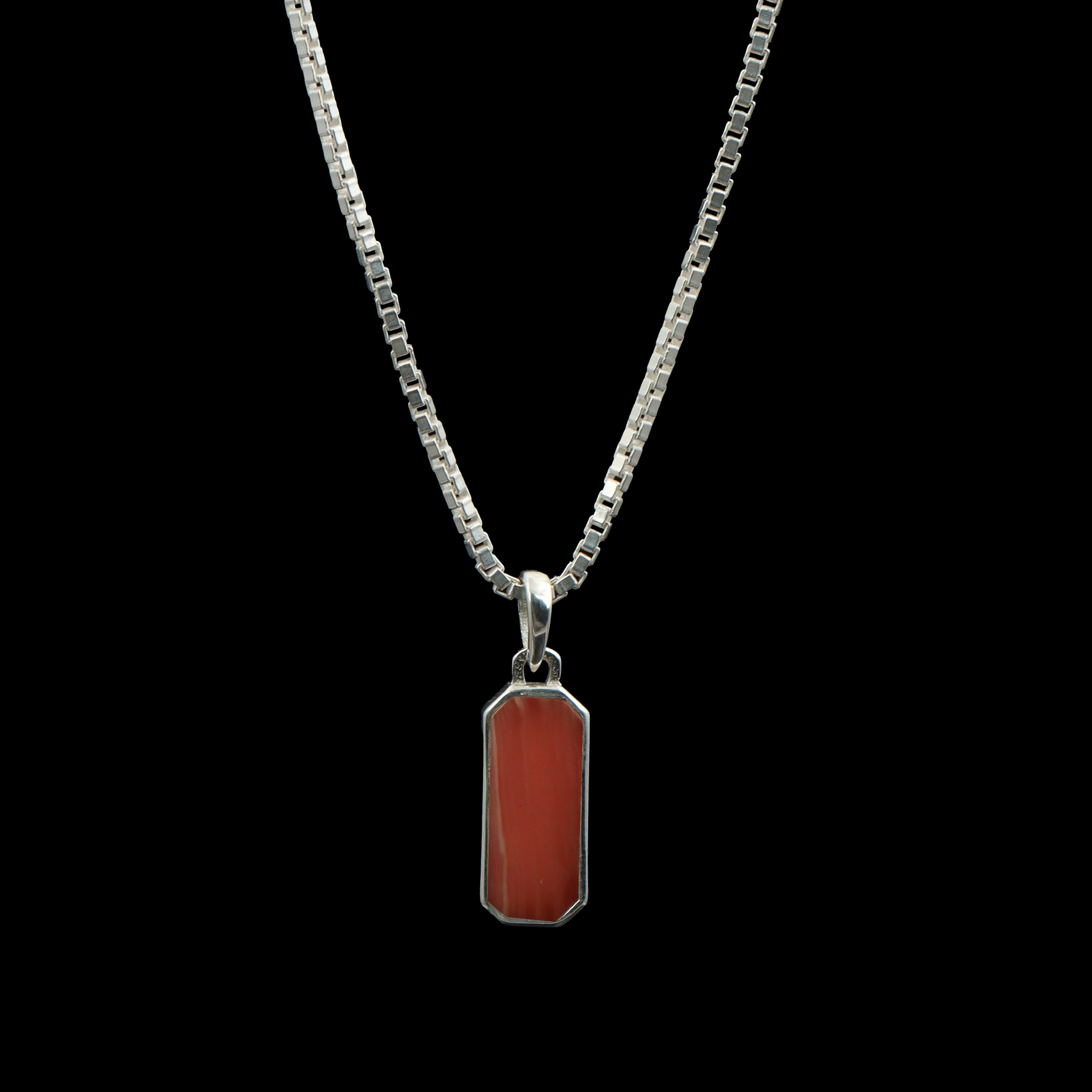 Rhodochrosite Bar Pendant – 925 Sterling Silver