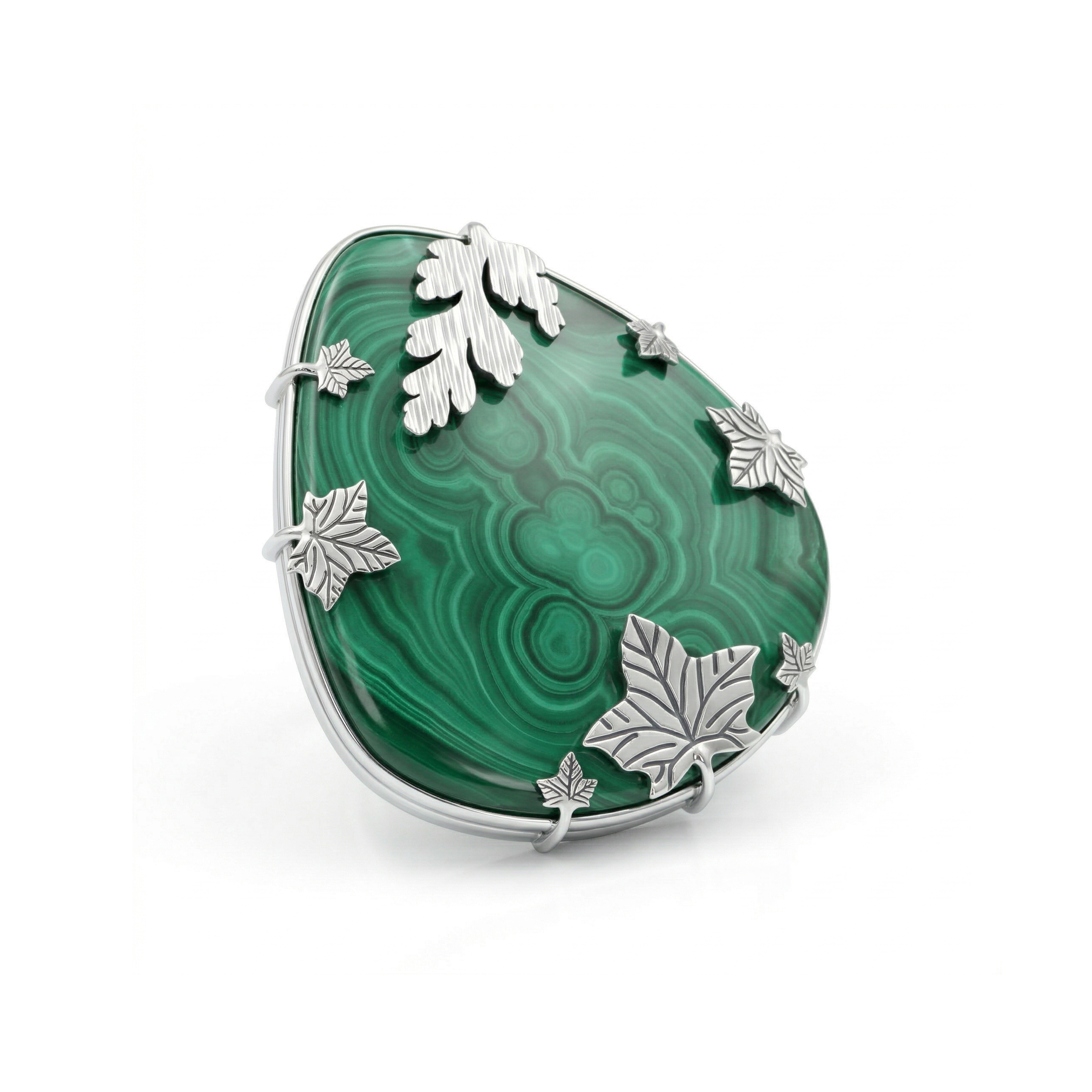 Forest Charm Malachite Statement Ring – 925 Sterling Silver