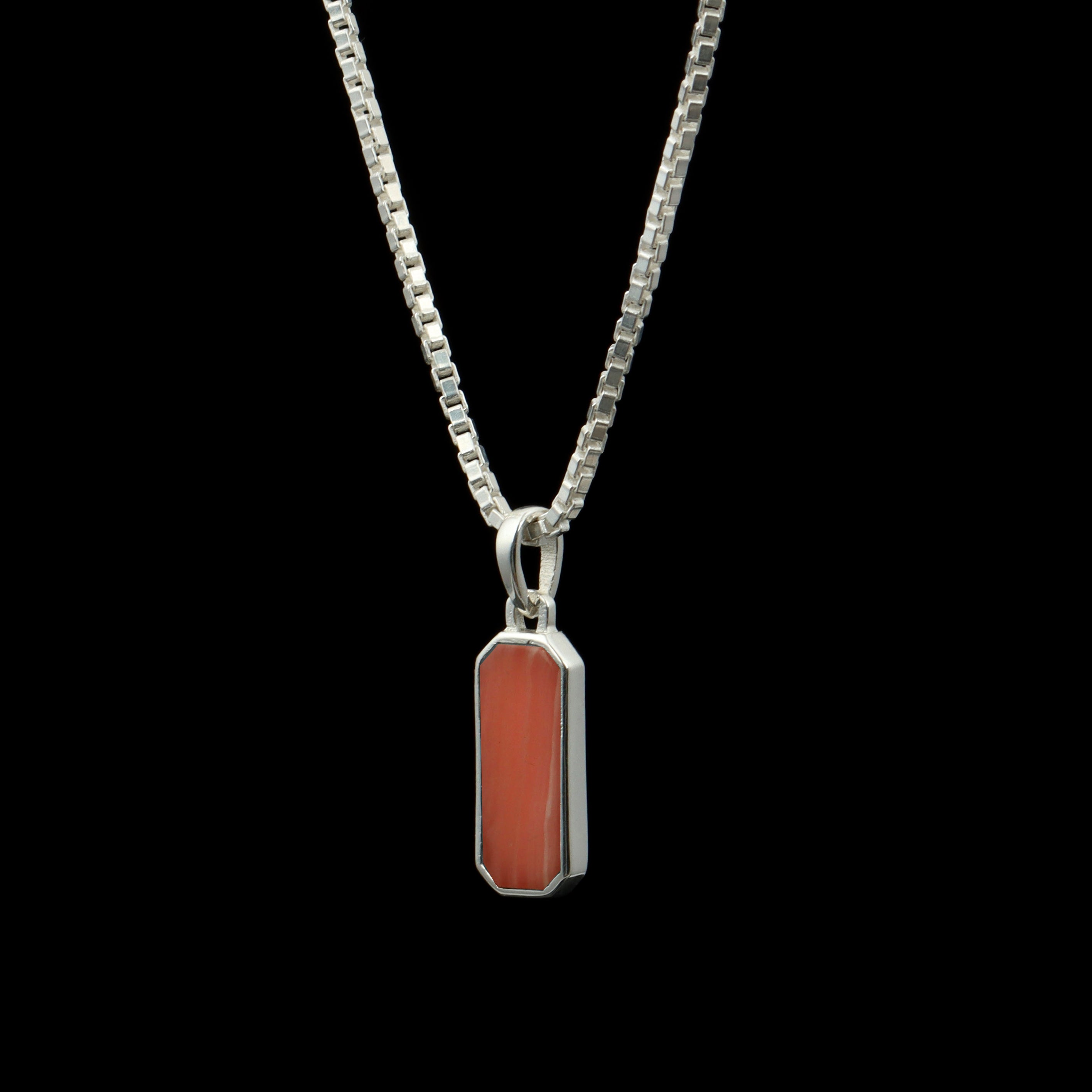 Rhodochrosite Bar Pendant – 925 Sterling Silver