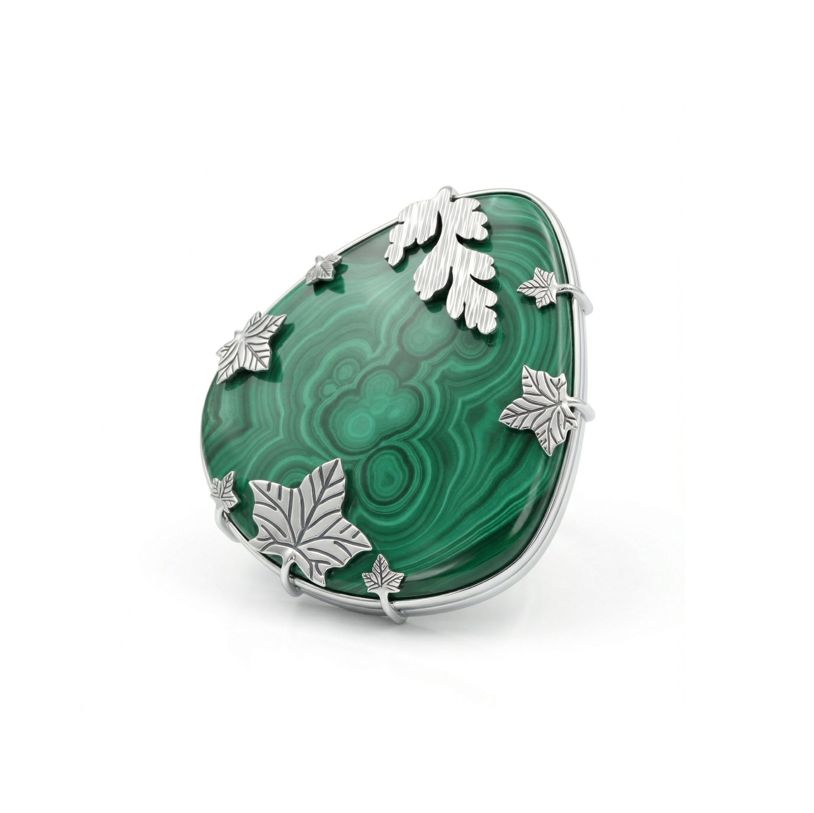 Forest Charm Malachite Statement Ring – 925 Sterling Silver