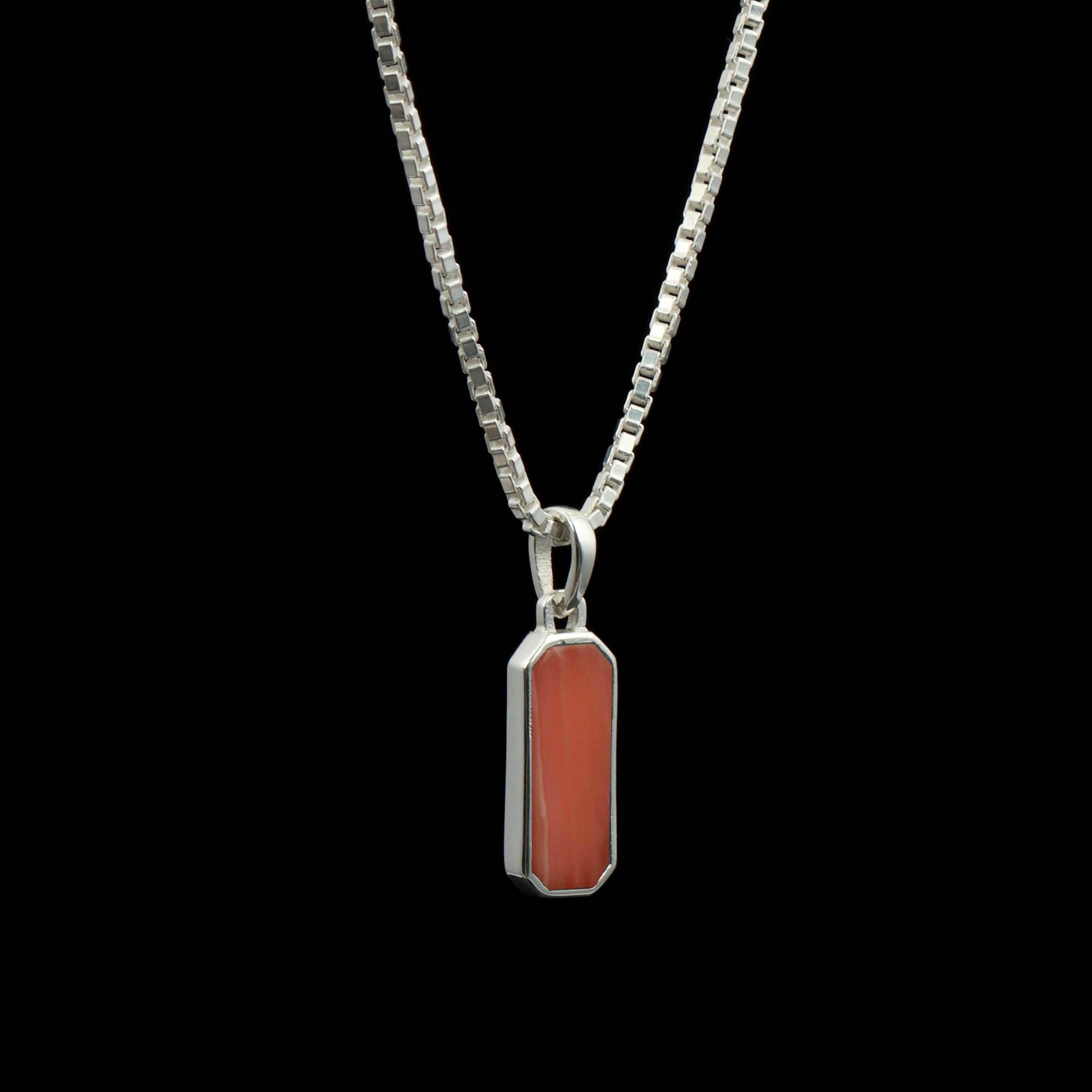 Rhodochrosite Bar Pendant – 925 Sterling Silver