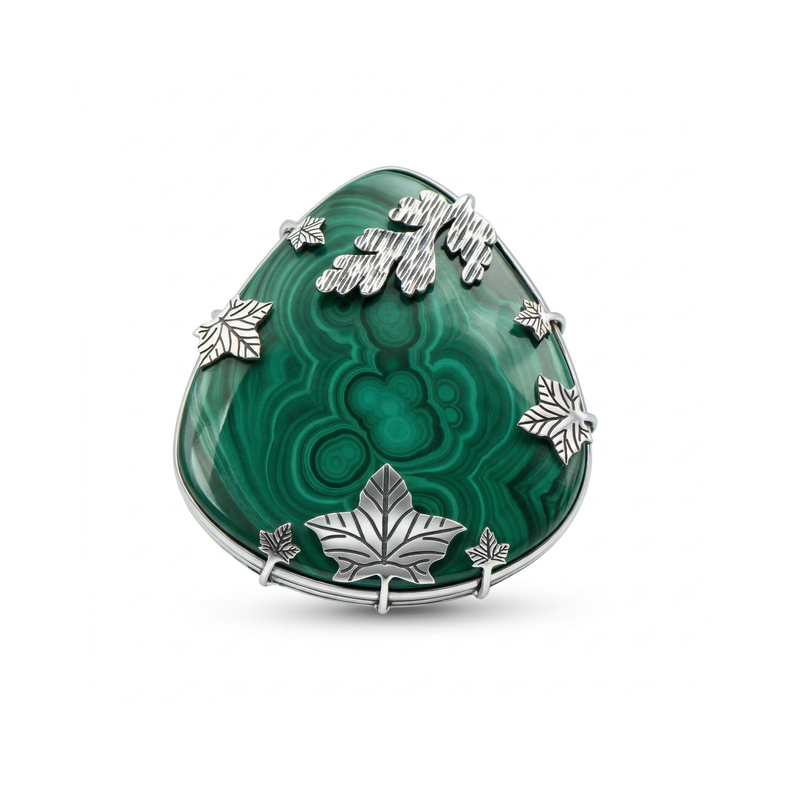 Forest Charm Malachite Statement Ring – 925 Sterling Silver