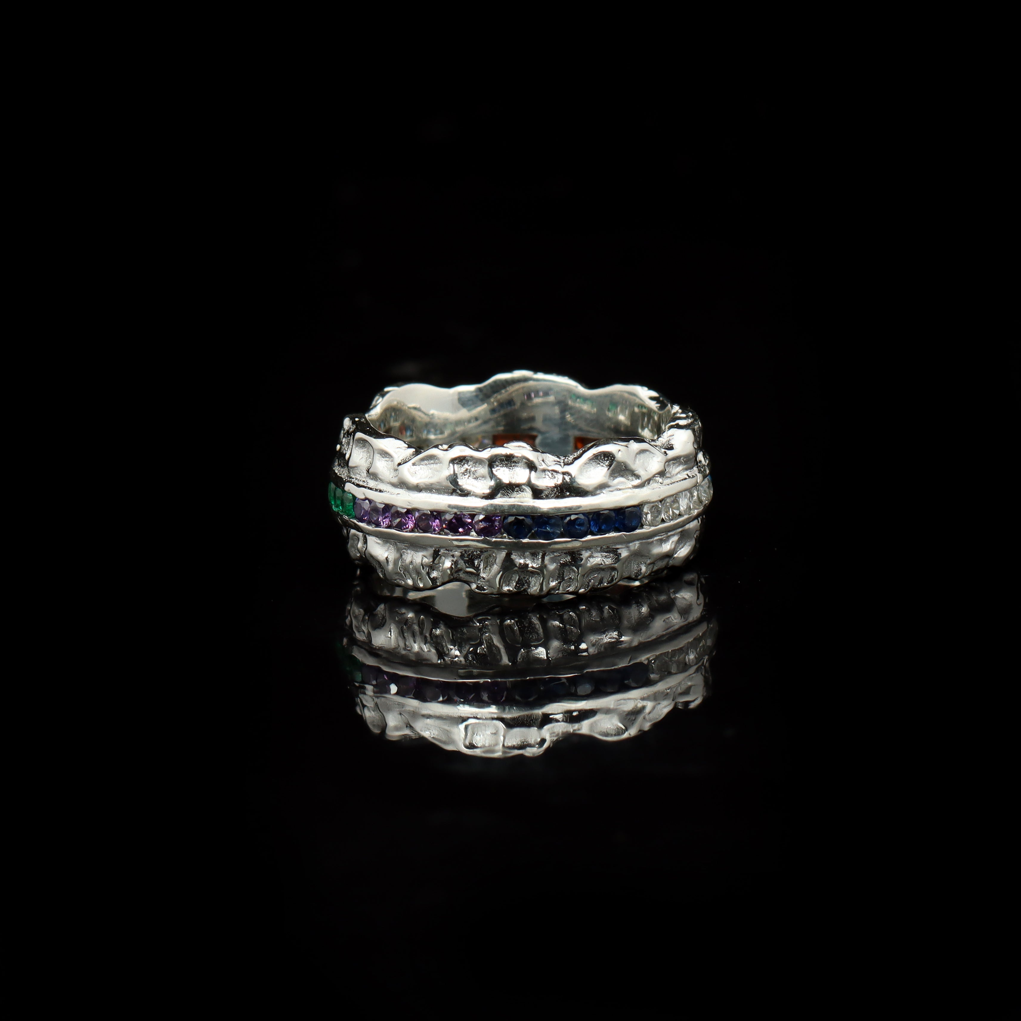 Nebula Spectrum Multi Gemstone Ring – 925 Sterling Silver
