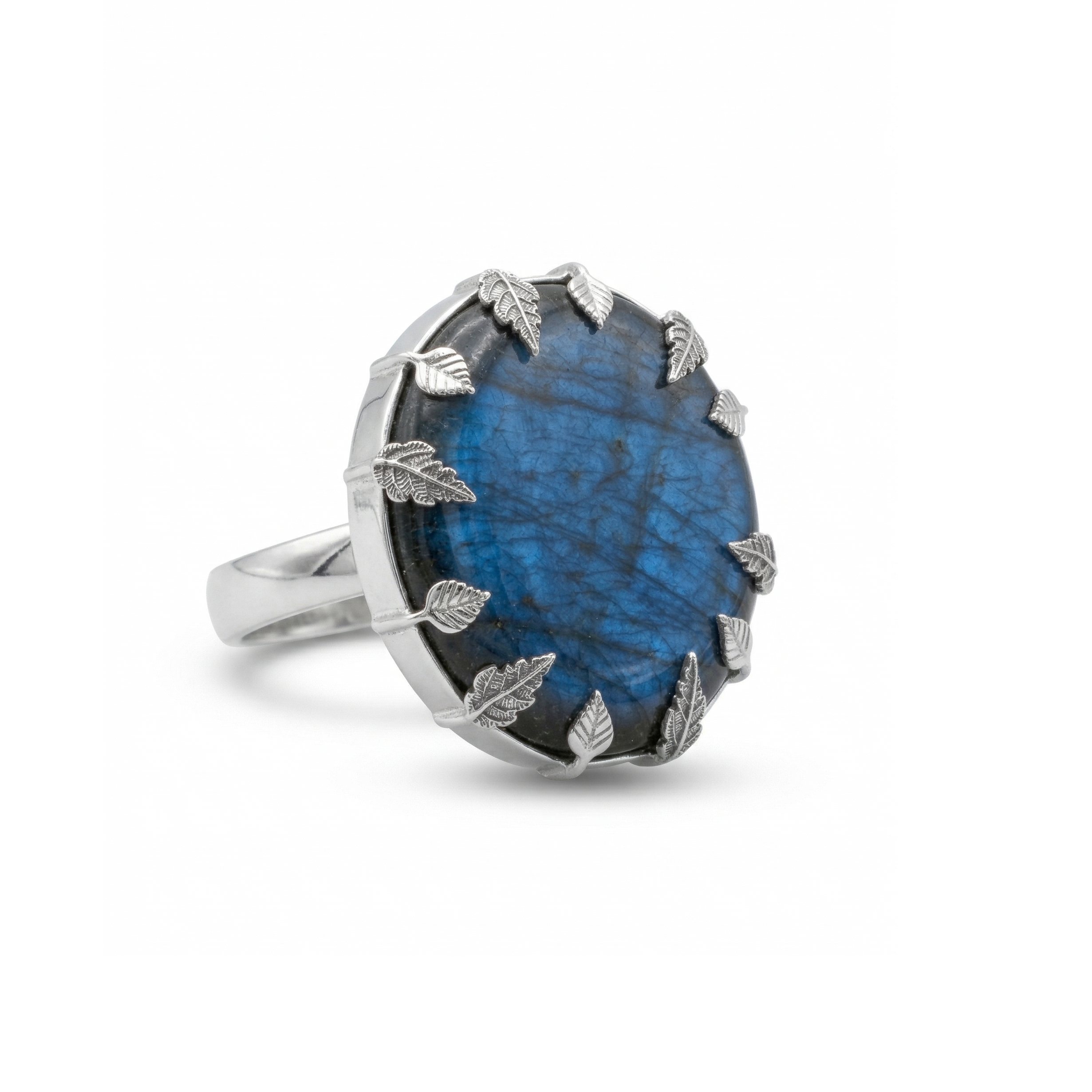 Midnight Glow Labradorite Statement Ring – 925 Sterling Silver