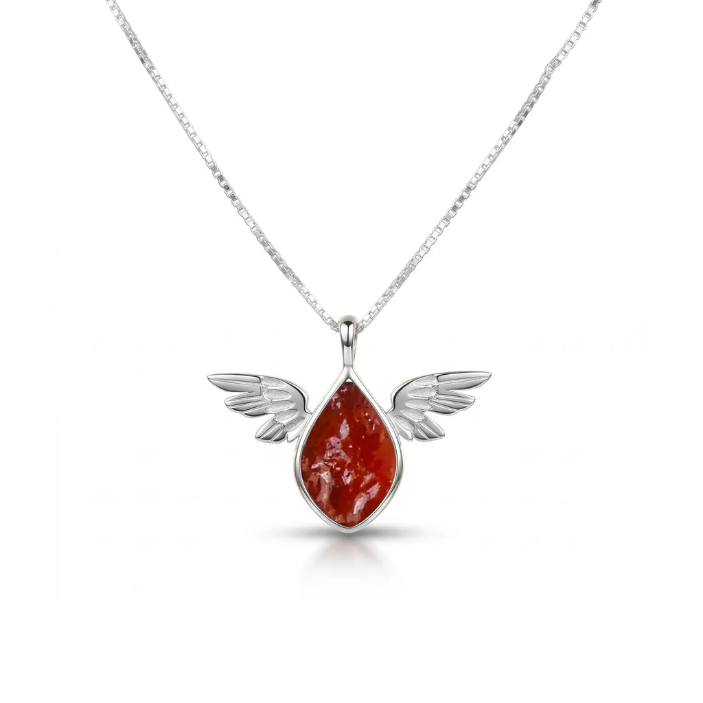 Crimson Wing Garnet Pendant – 925 Sterling Silver