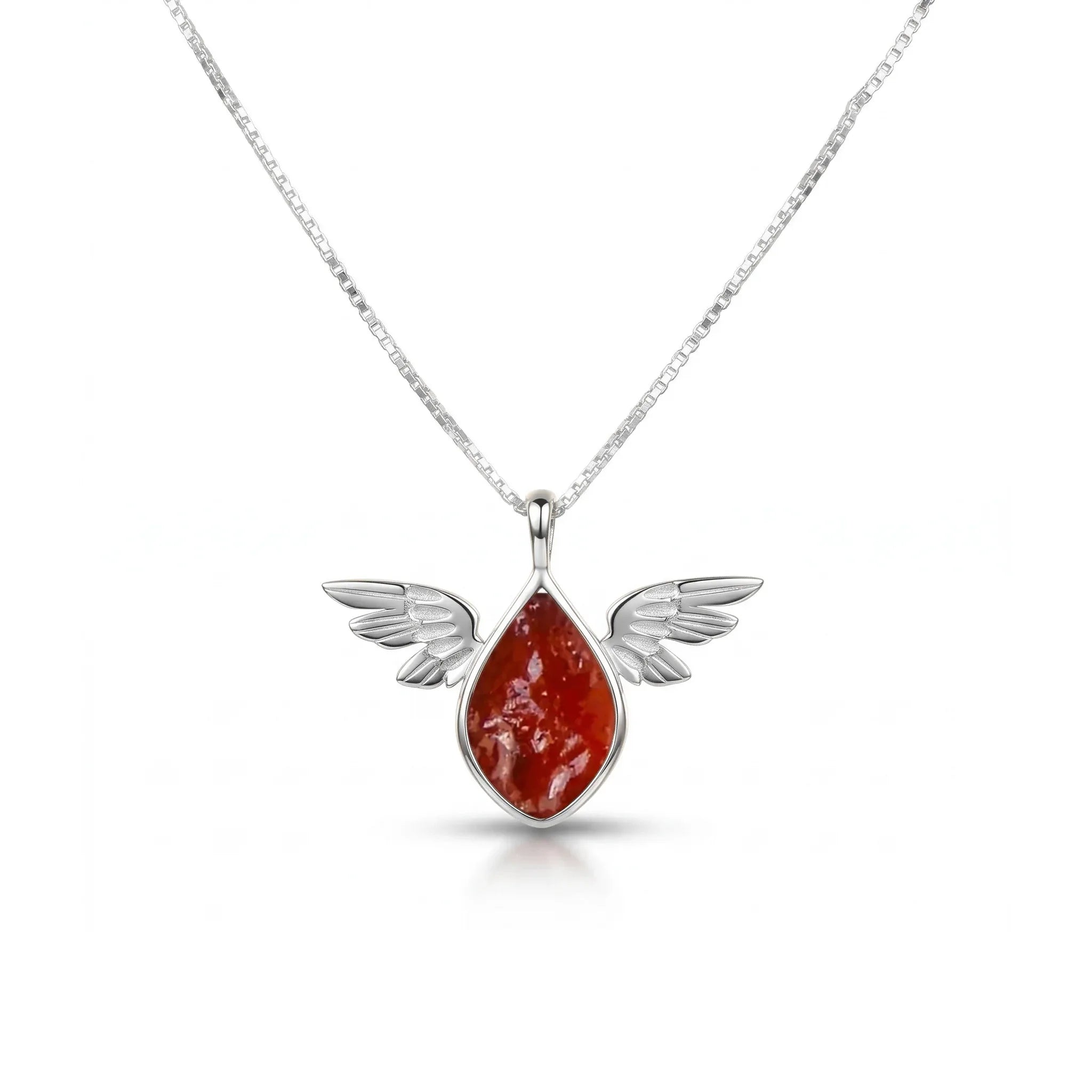 Crimson Wing Garnet Pendant – 925 Sterling Silver