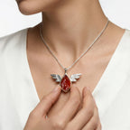 Crimson Wing Garnet Pendant – 925 Sterling Silver