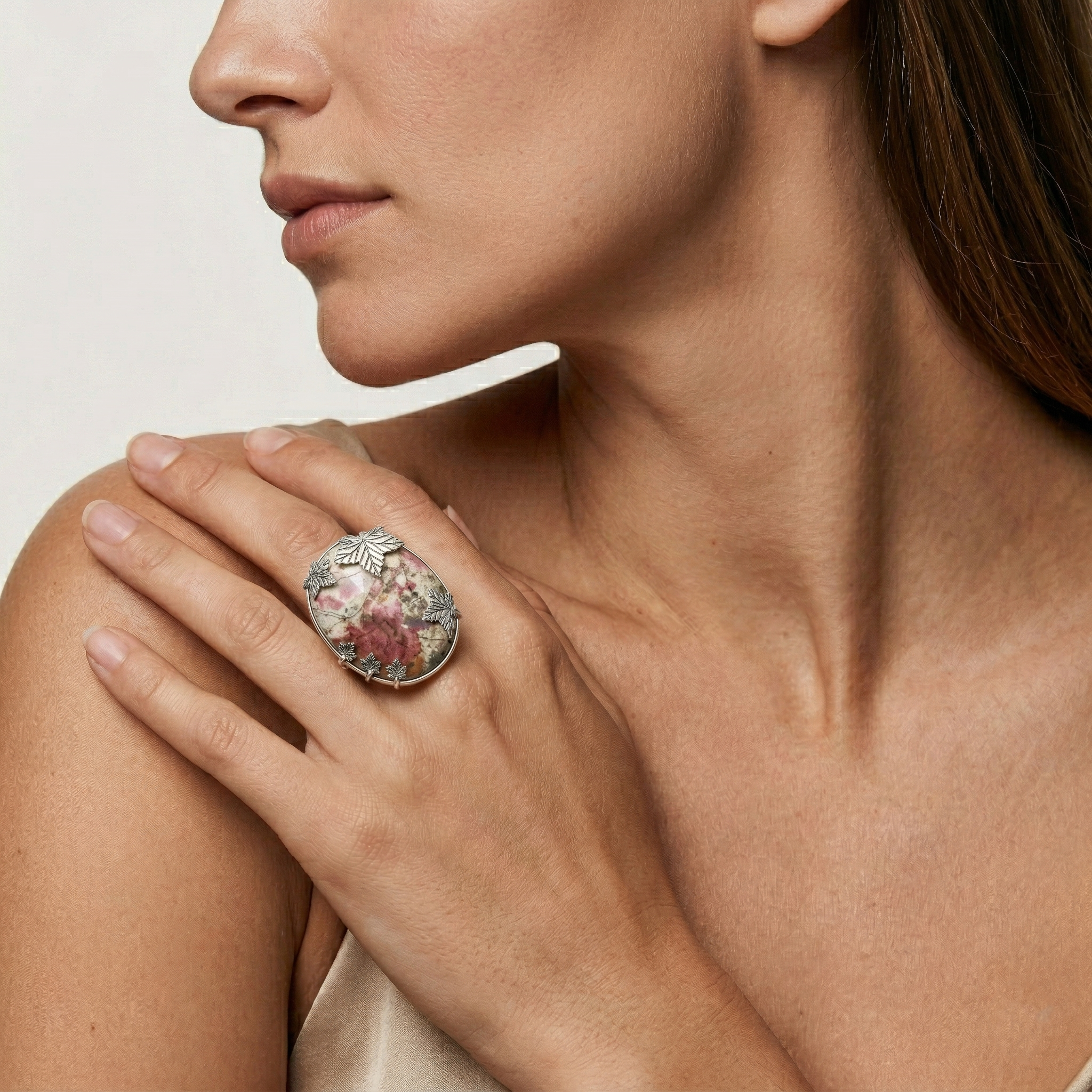 Desert Bloom Wild Horse Jasper Statement Ring – 925 Sterling Silver