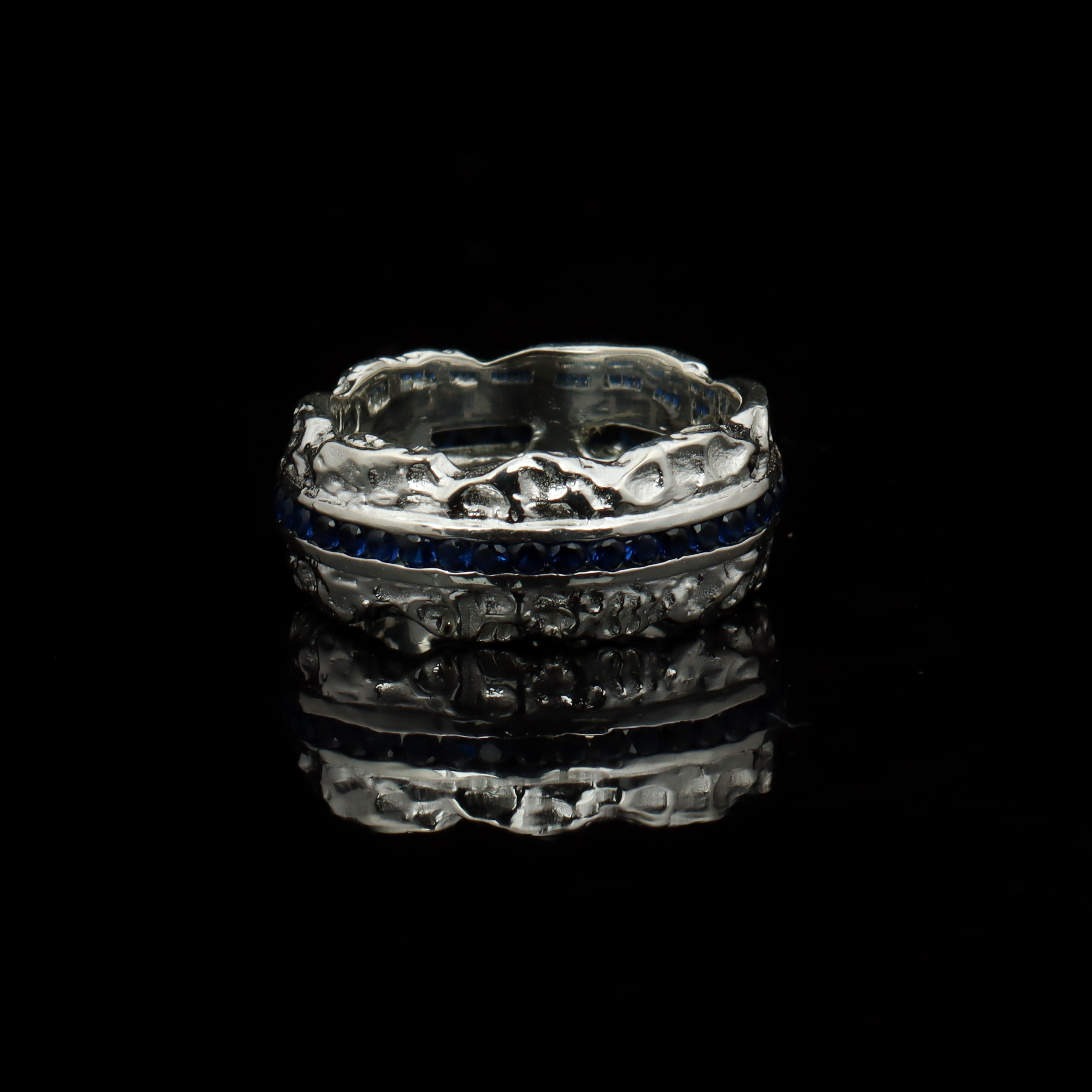 Celestial Ridge Blue Sapphire Ring – 925 Sterling Silver