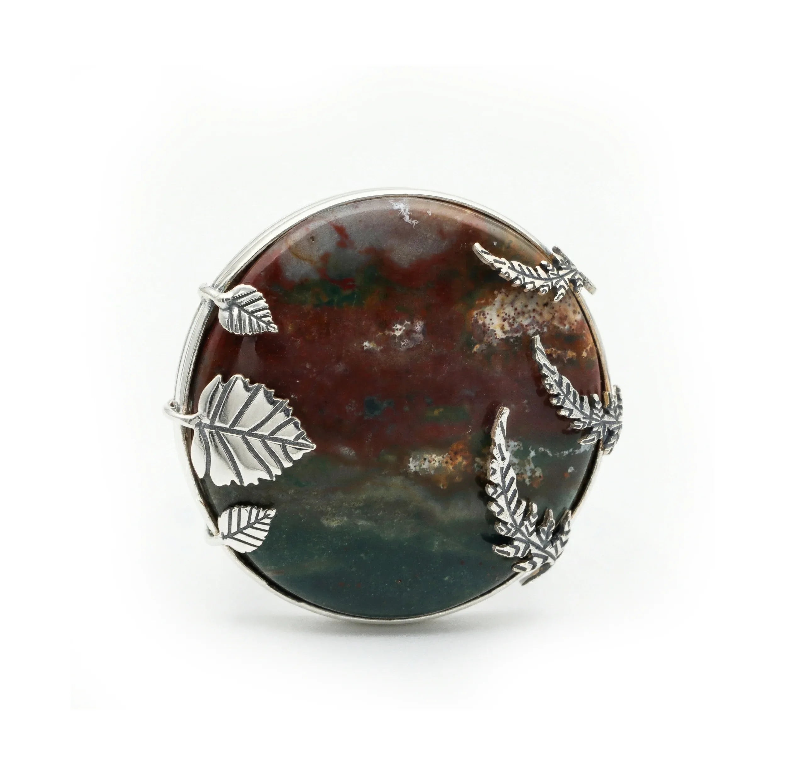 Mystic Earth Bloodstone Statement Ring – 925 Sterling Silver