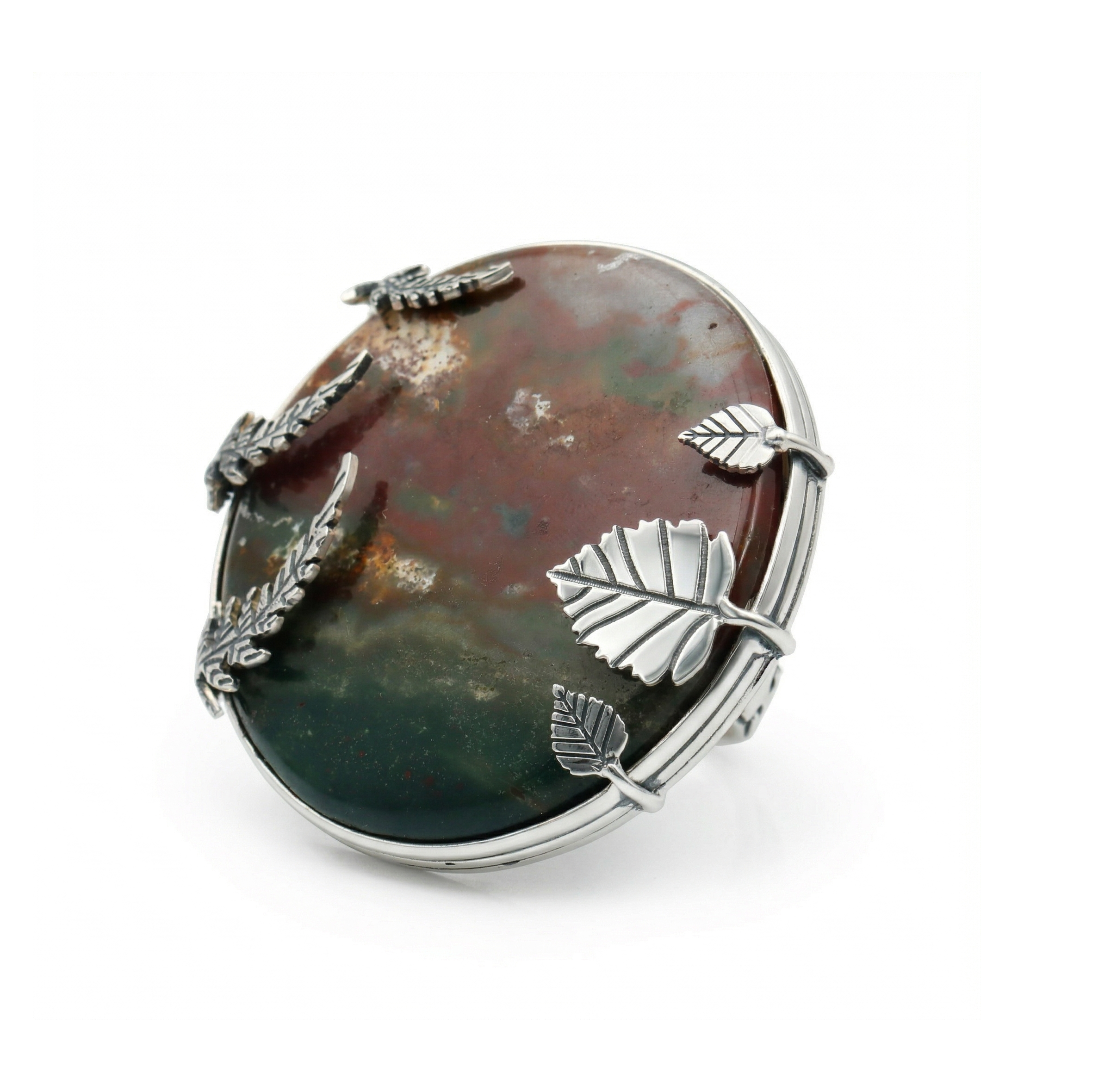 Mystic Earth Bloodstone Statement Ring – 925 Sterling Silver