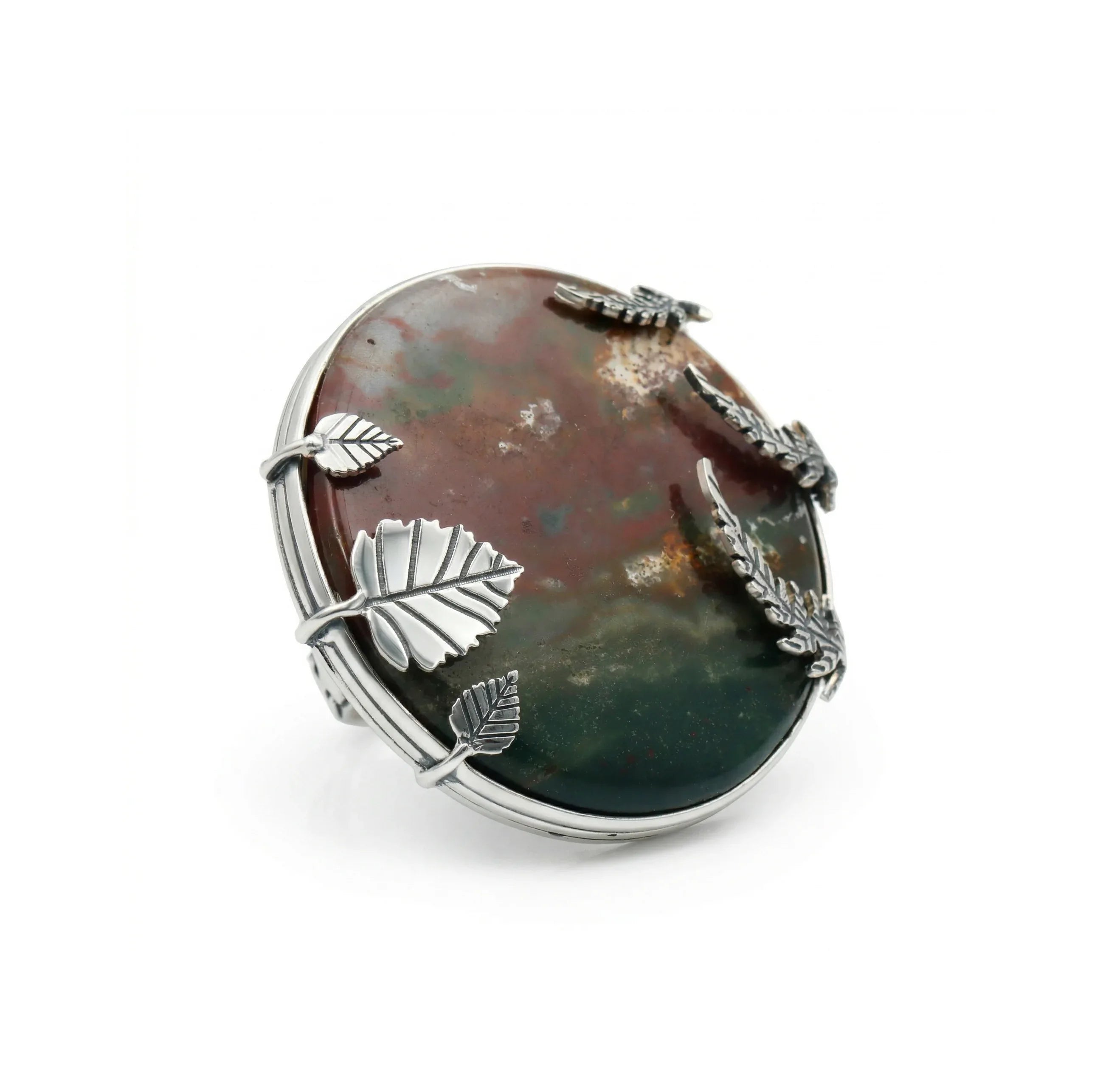 Mystic Earth Bloodstone Statement Ring – 925 Sterling Silver