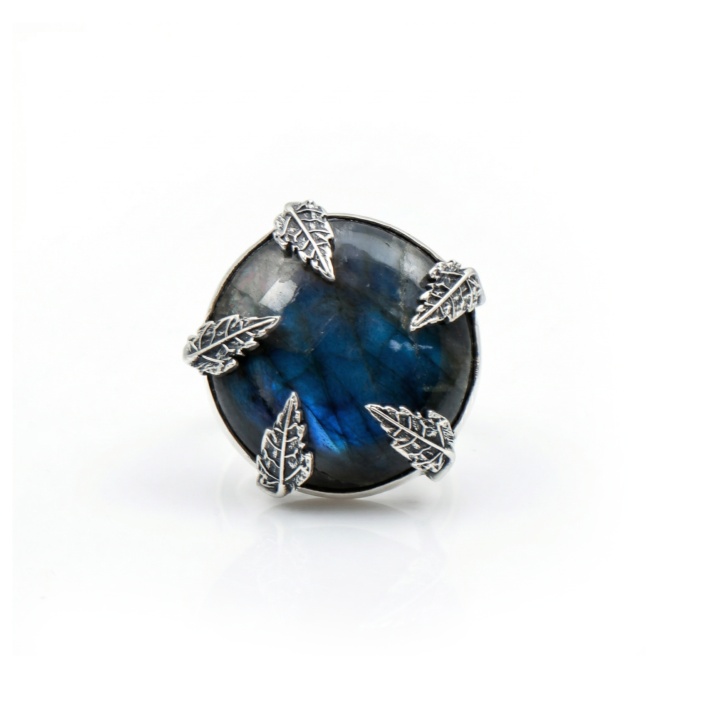 Celestial Blue Labradorite Statement Ring – 925 Sterling Silver
