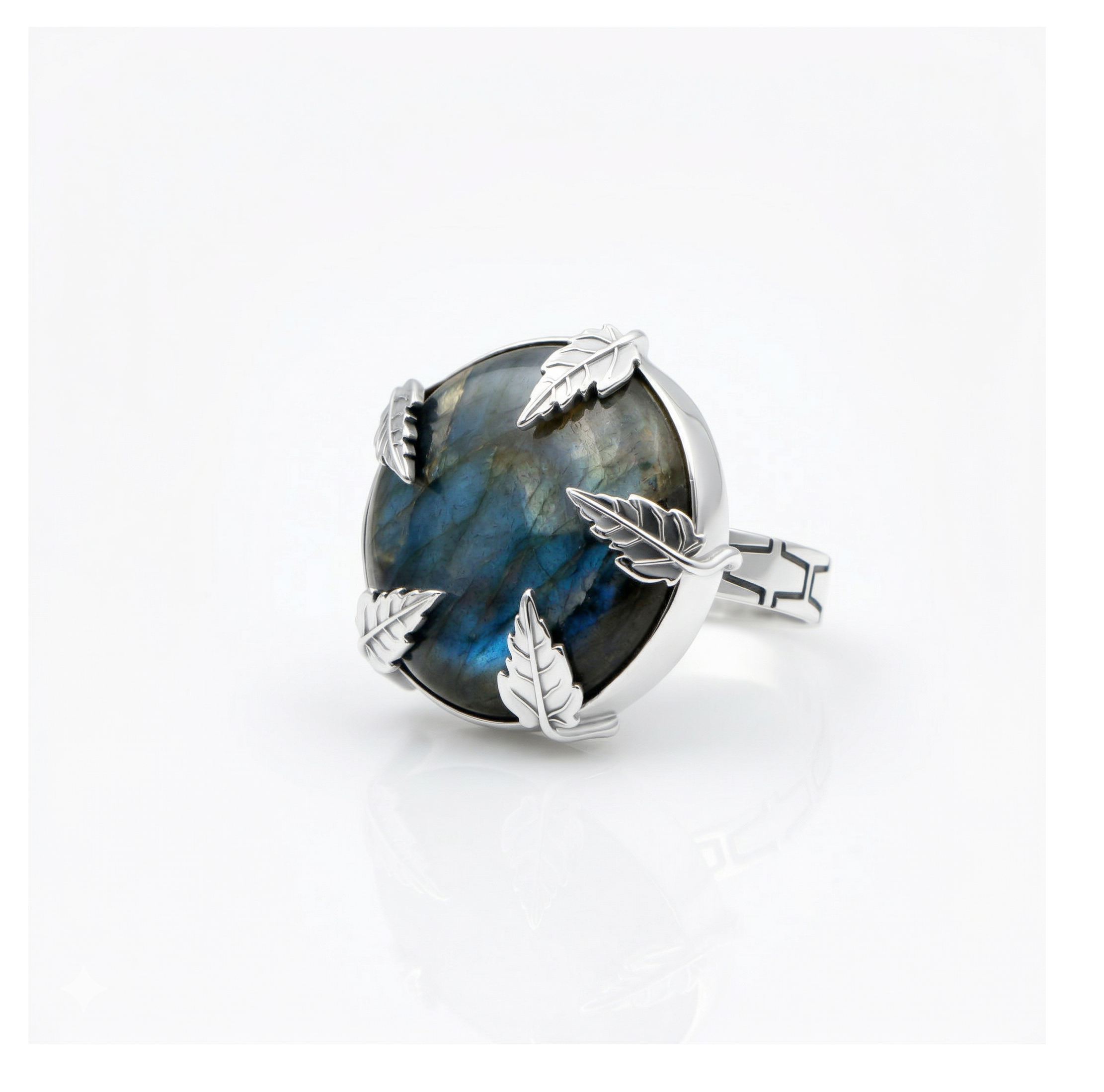 Celestial Blue Labradorite Statement Ring – 925 Sterling Silver