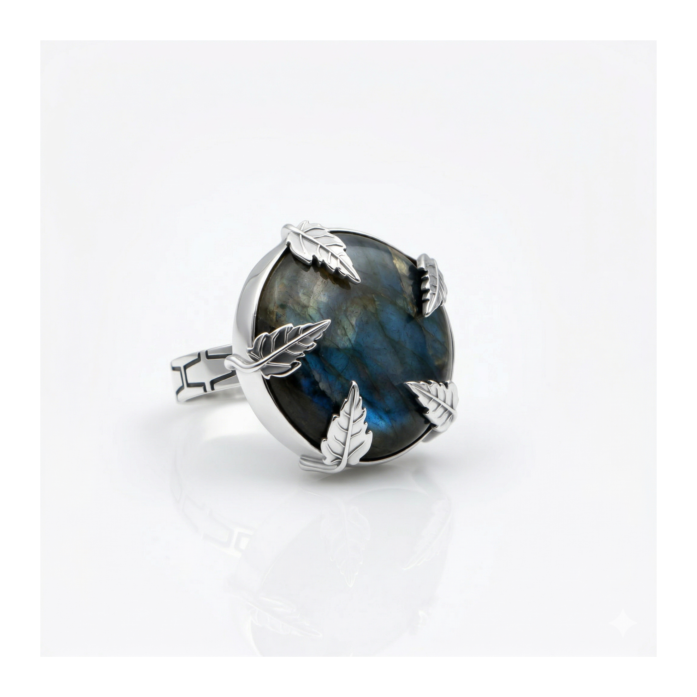 Celestial Blue Labradorite Statement Ring – 925 Sterling Silver