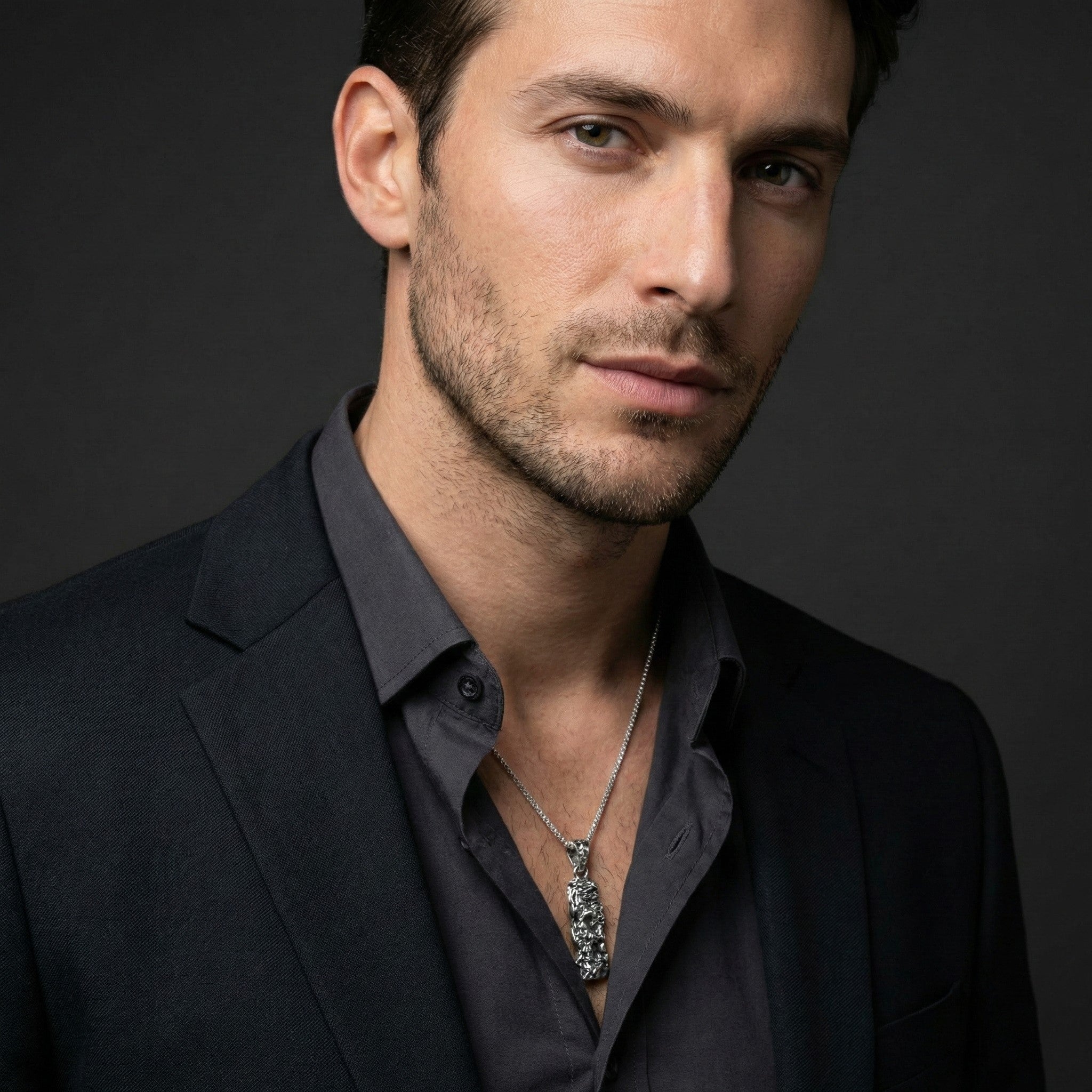 Abstract Textured Bar Pendant – 925 Sterling Silver