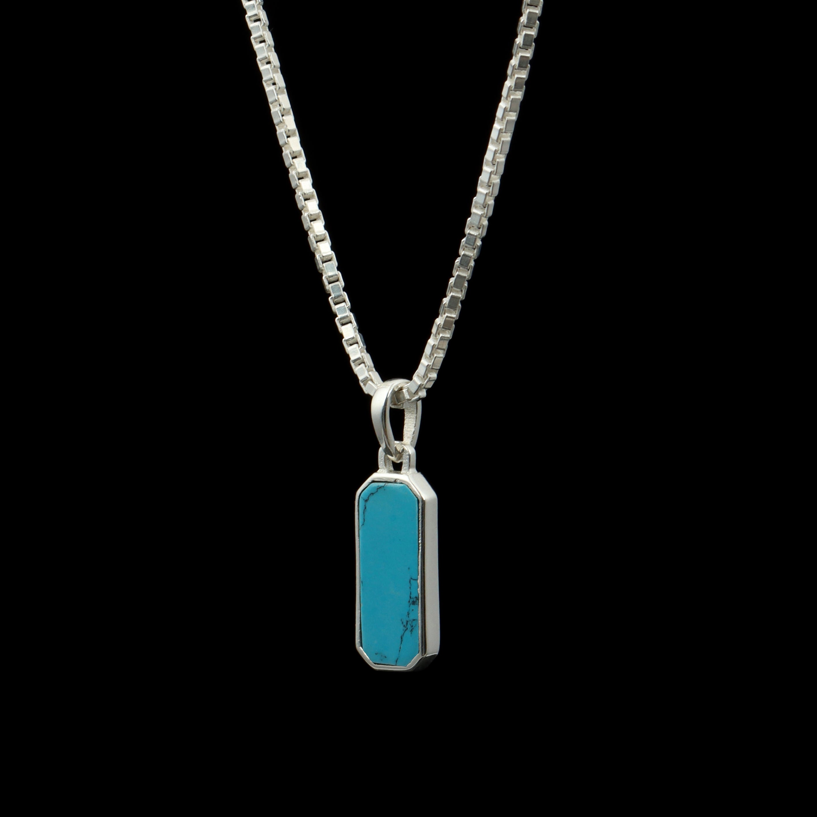 Textured Turquoise Bar Pendant – 925 Sterling Silver