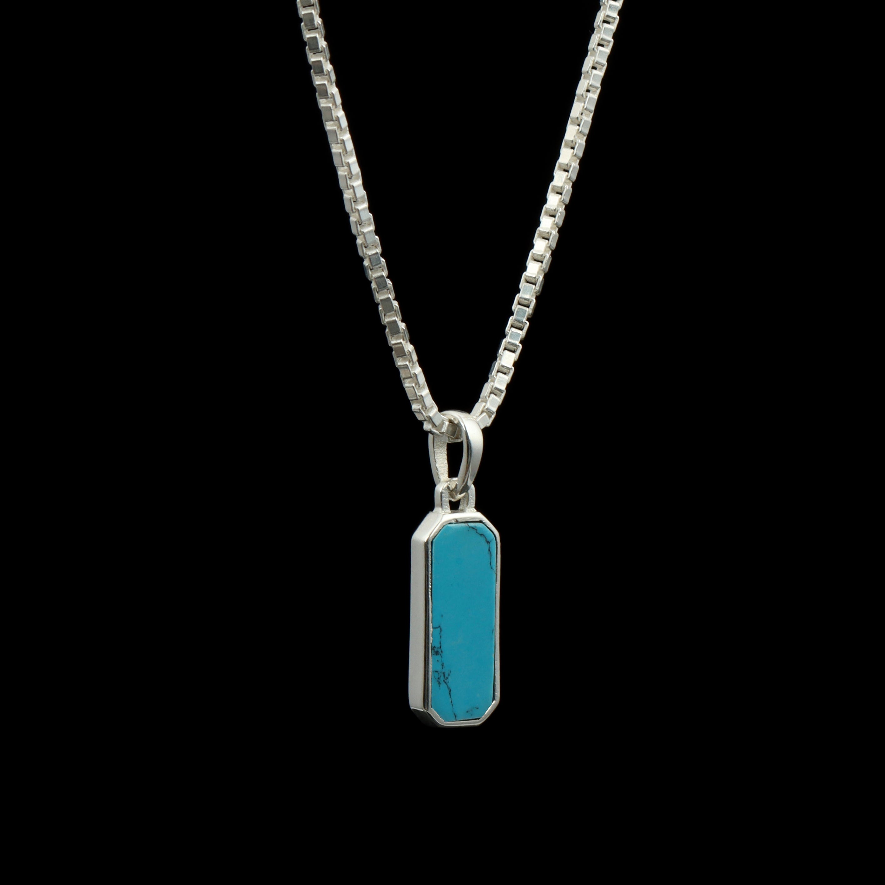 Textured Turquoise Bar Pendant – 925 Sterling Silver