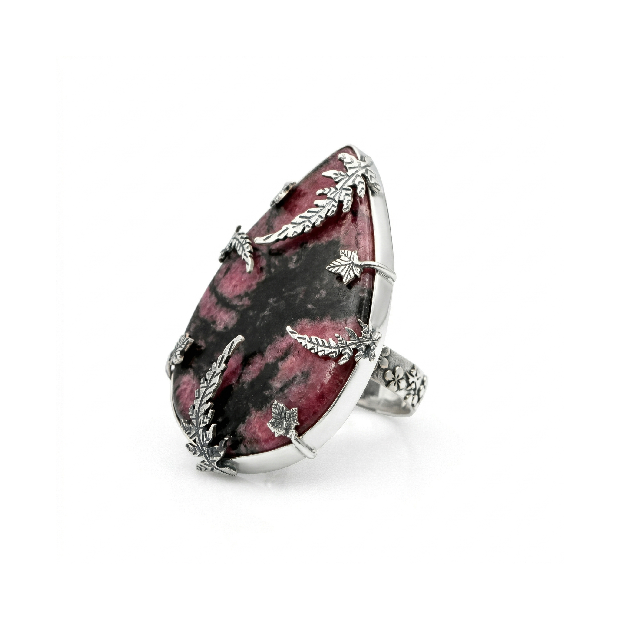 Blush Shadow Rhodonite Statement Ring – 925 Sterling Silver