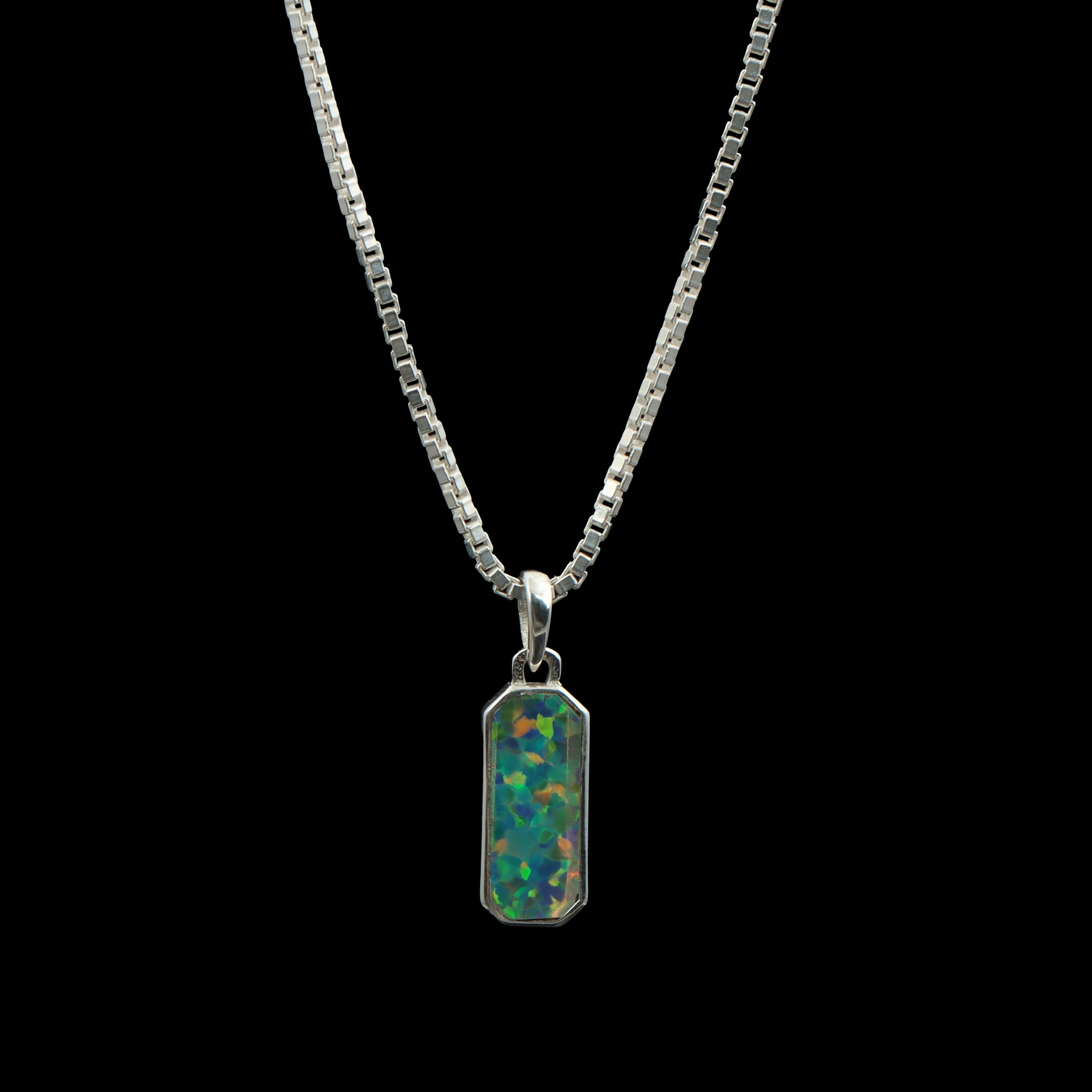 Ethiopian Opal Bar Pendant – 925 Sterling Silver