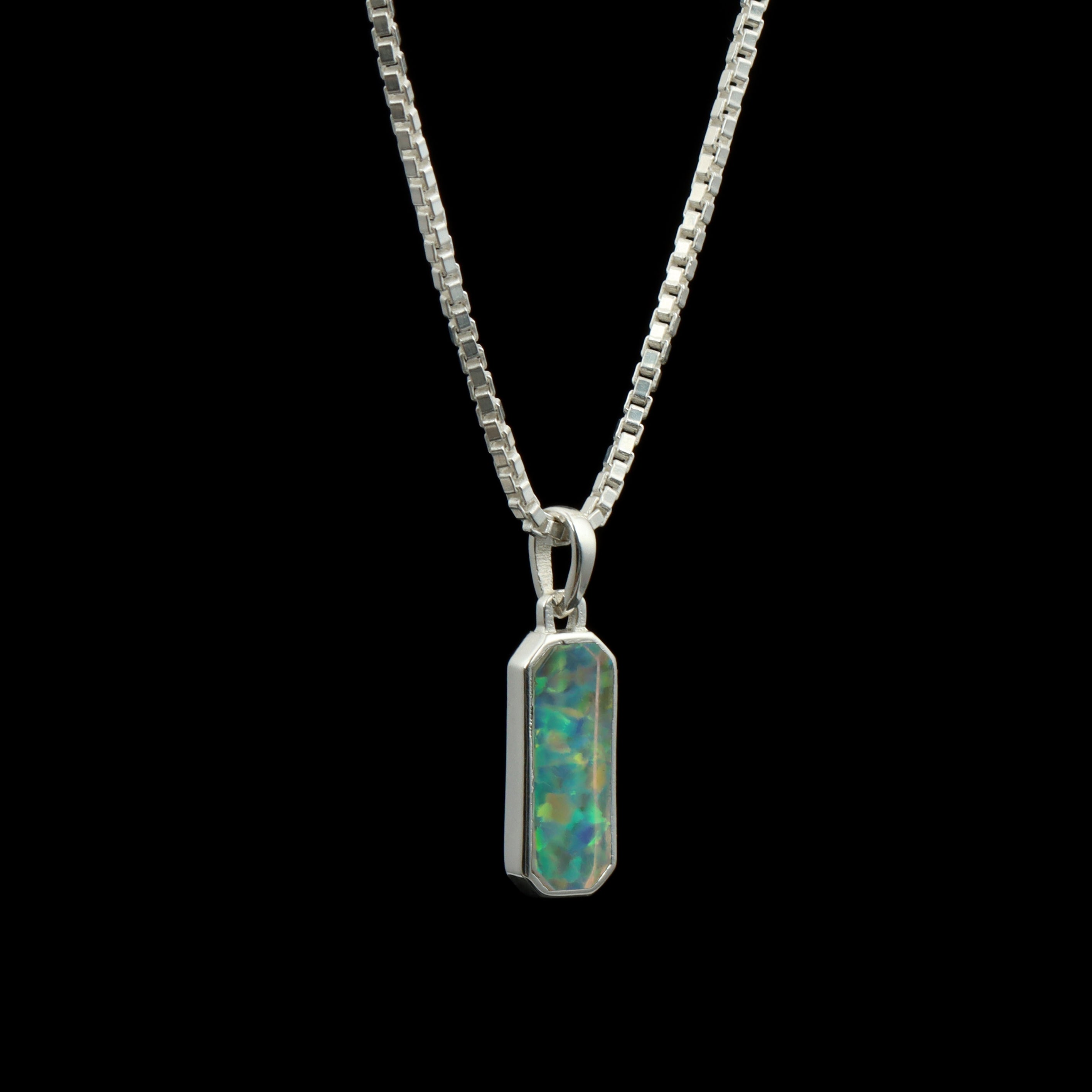 Ethiopian Opal Bar Pendant – 925 Sterling Silver