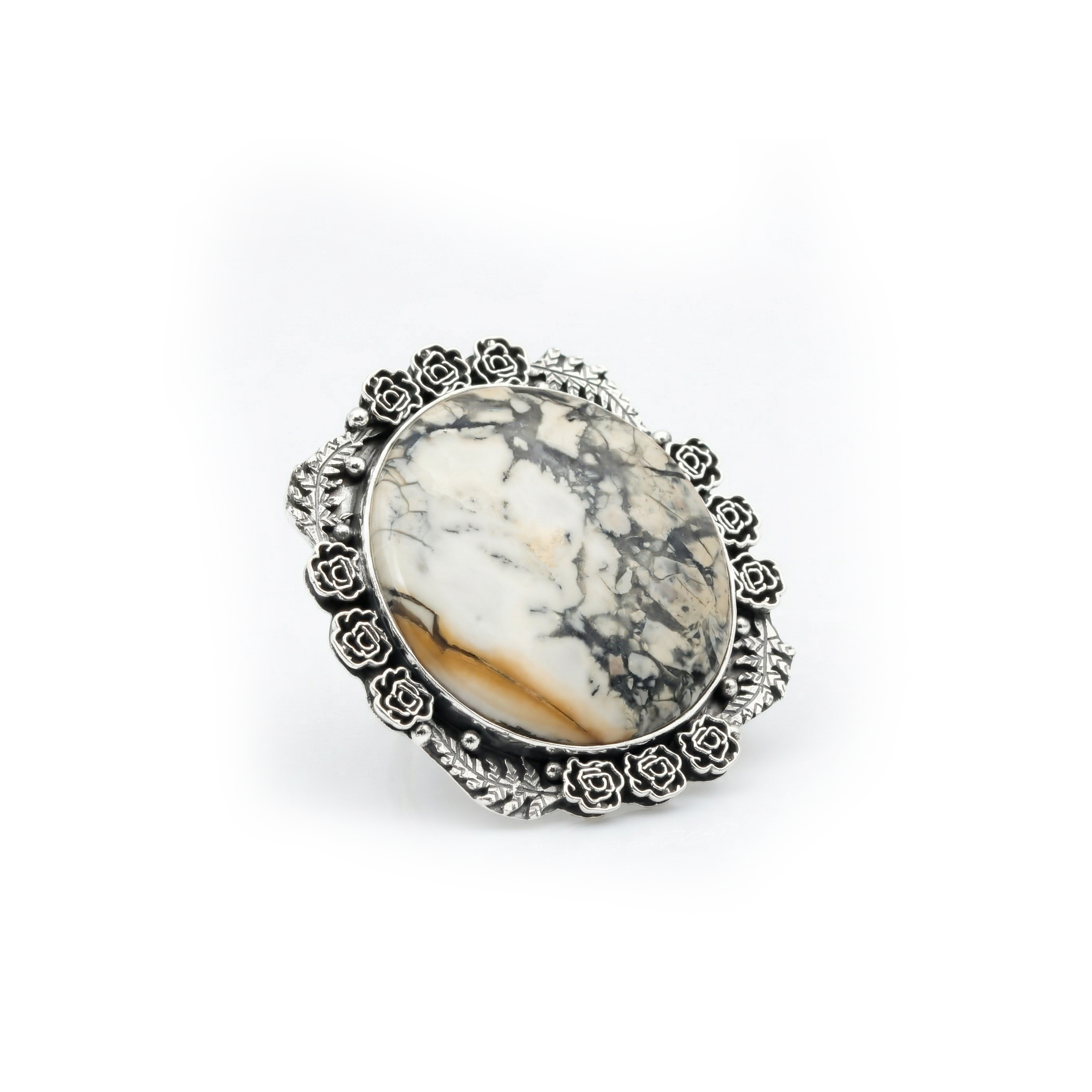Art Stone Picasso Jasper Statement Ring – 925 Sterling Silver