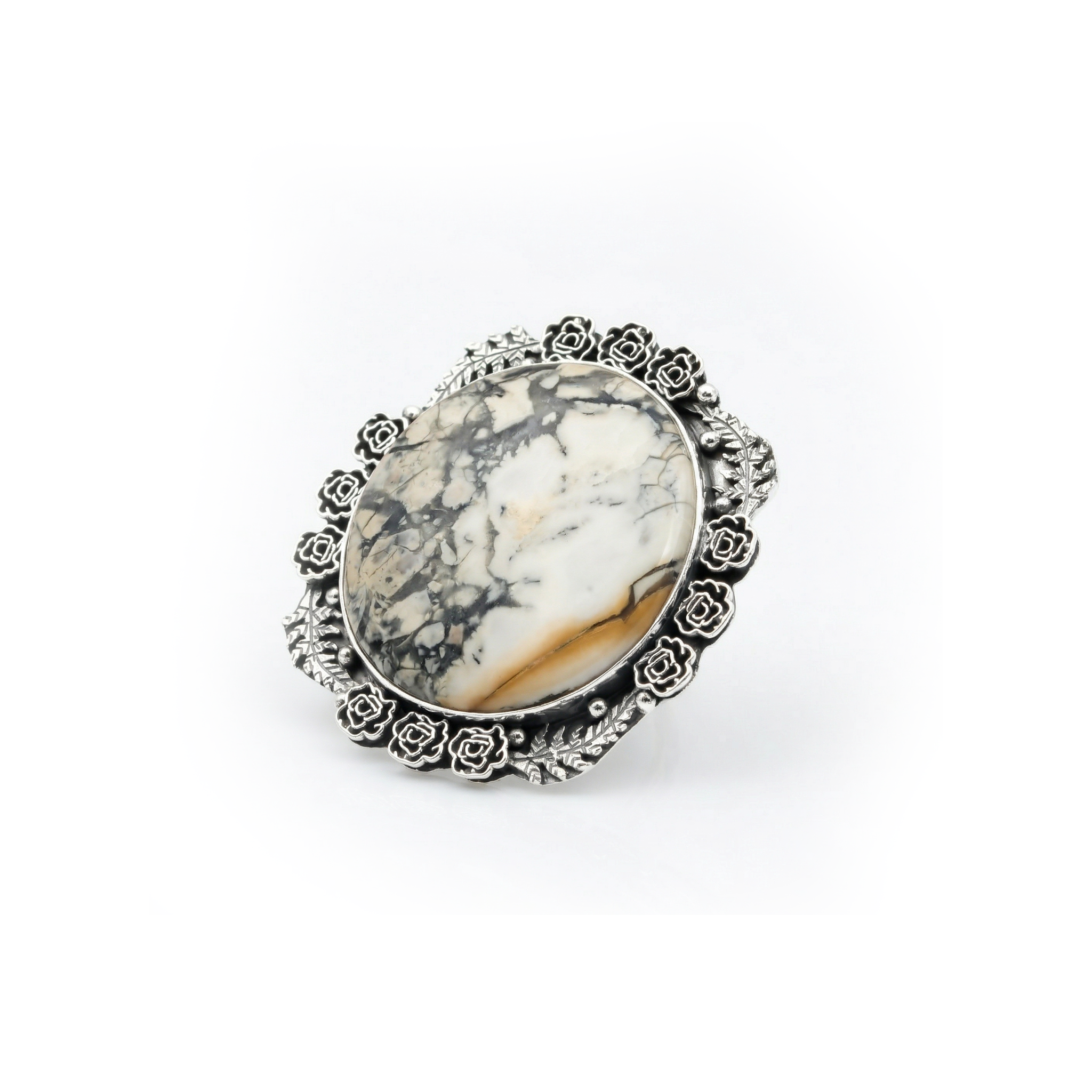 Art Stone Picasso Jasper Statement Ring – 925 Sterling Silver