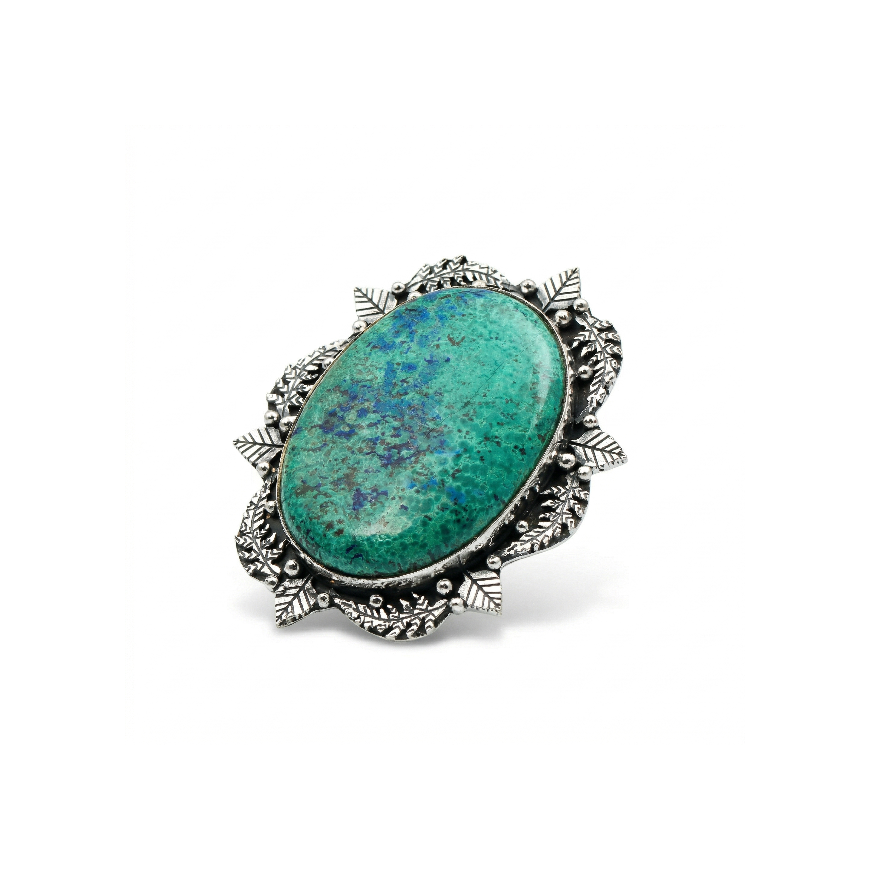 Chrysocolla Statement Ring – 925 Sterling Silver Oval Gemstone Ring