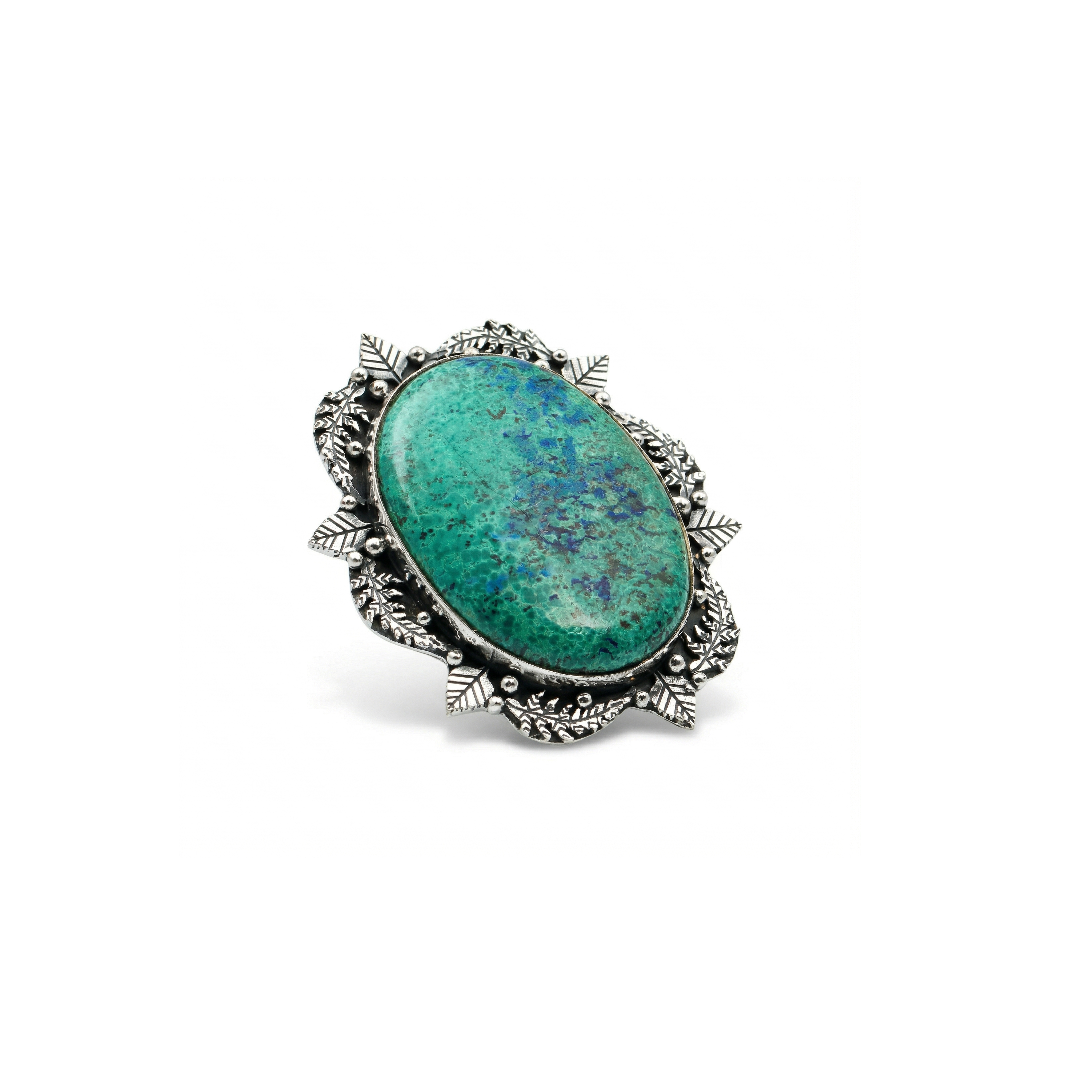 Chrysocolla Statement Ring – 925 Sterling Silver Oval Gemstone Ring