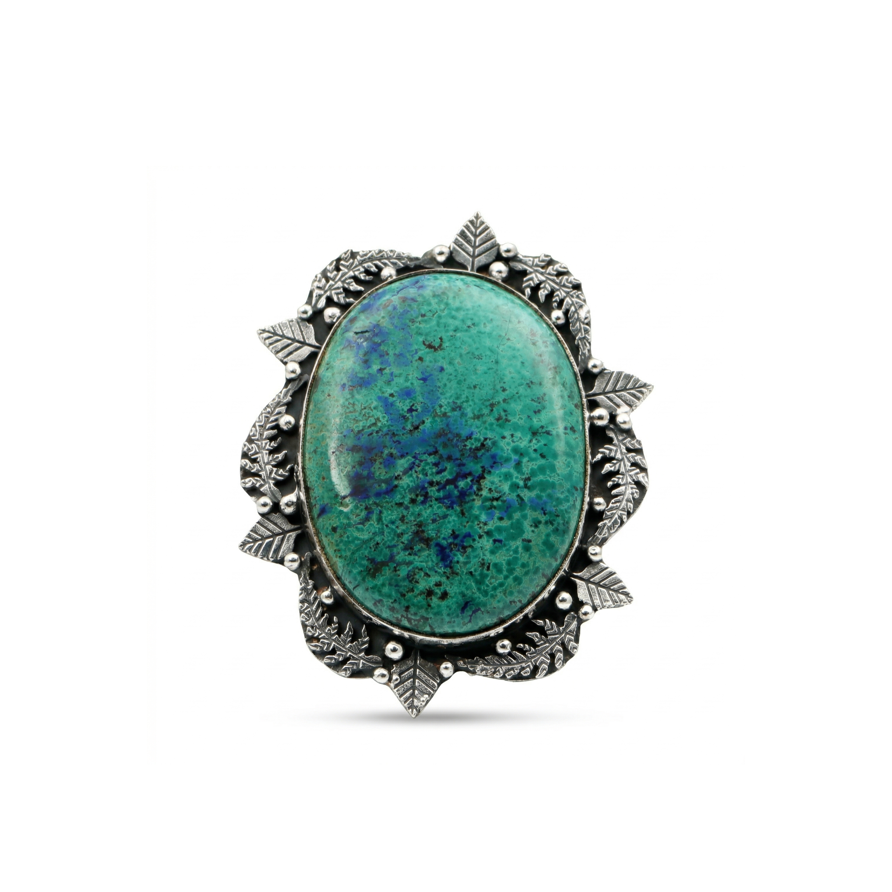 Chrysocolla Statement Ring – 925 Sterling Silver Oval Gemstone Ring