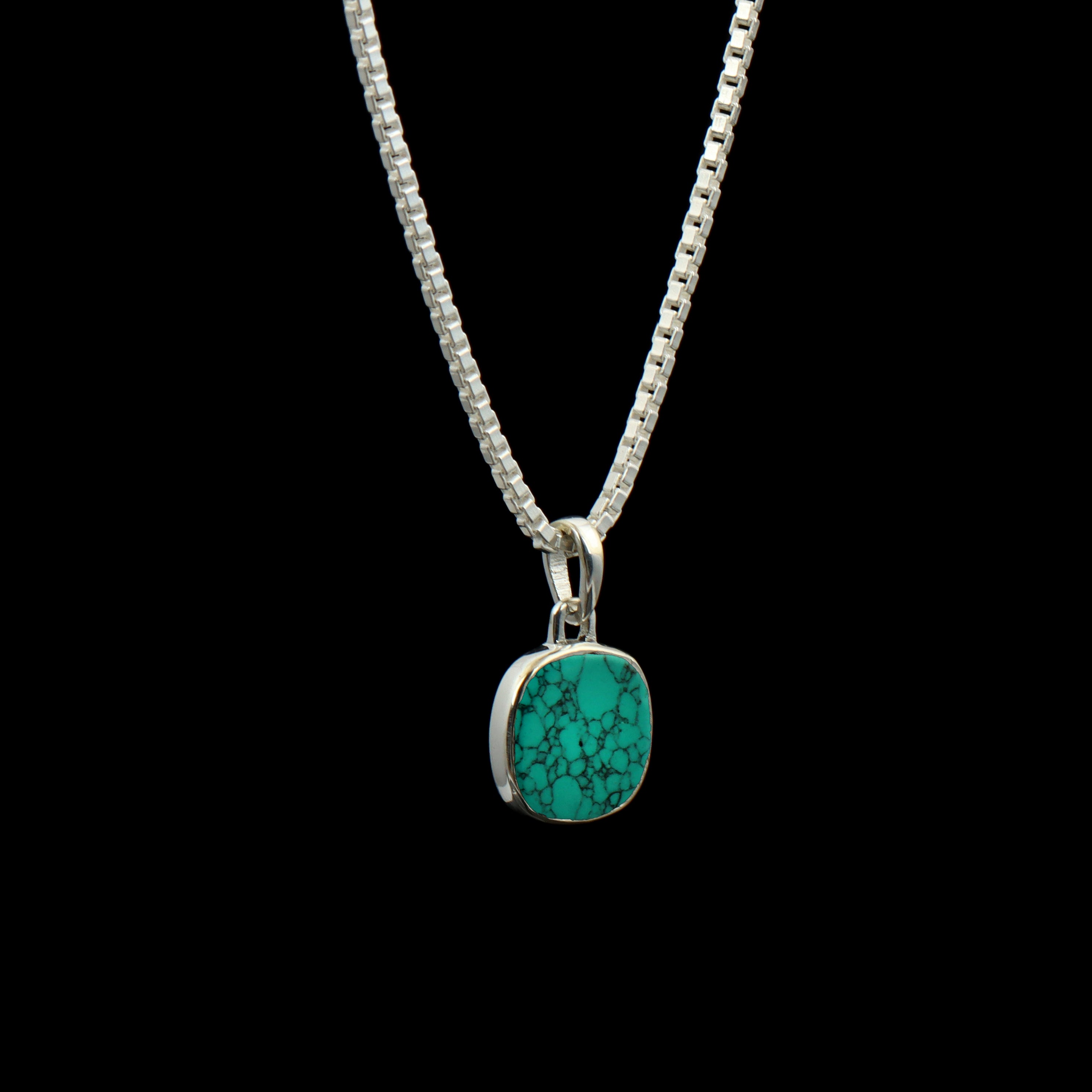 Turquoise Cushion Pendant – 925 Sterling Silver
