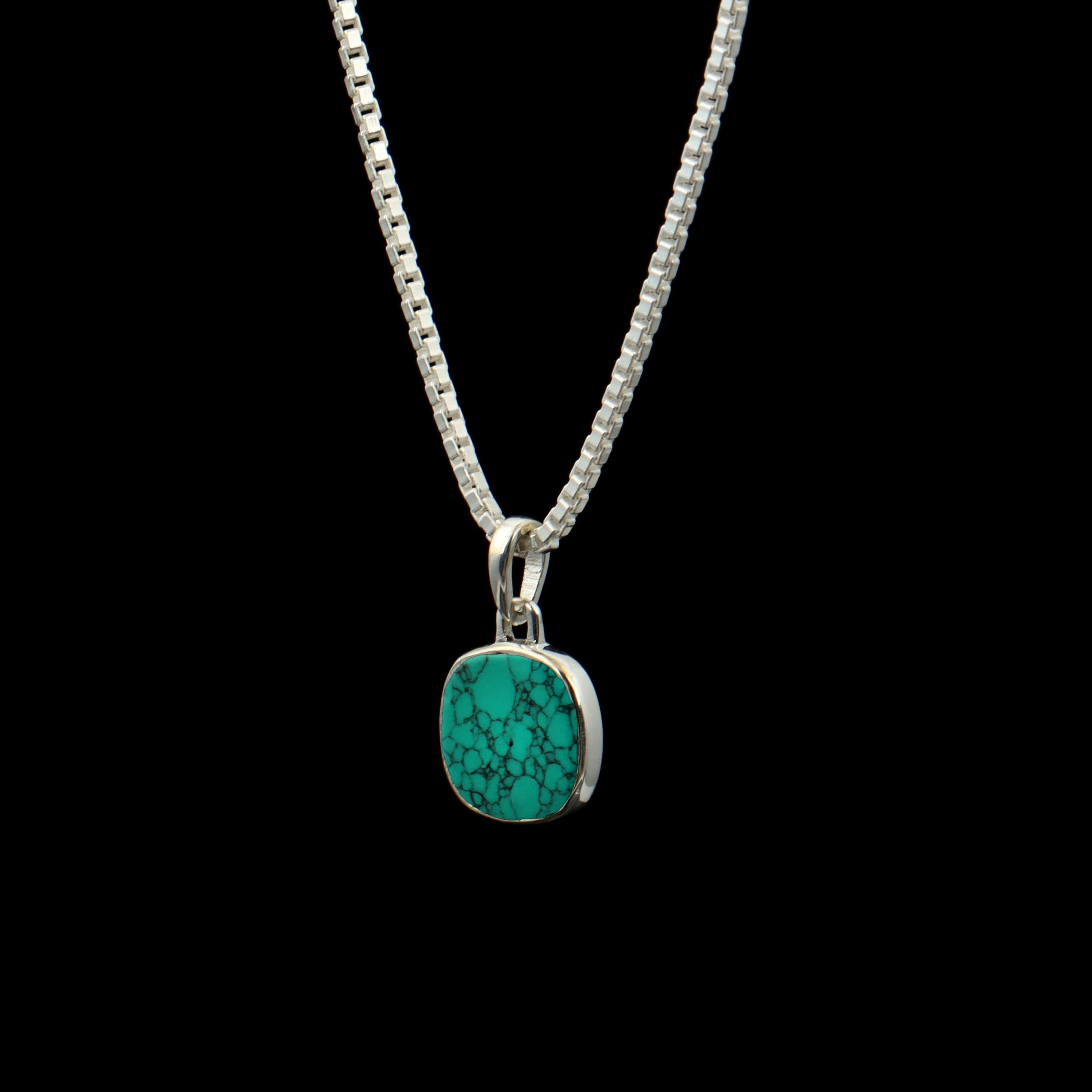 Turquoise Cushion Pendant – 925 Sterling Silver